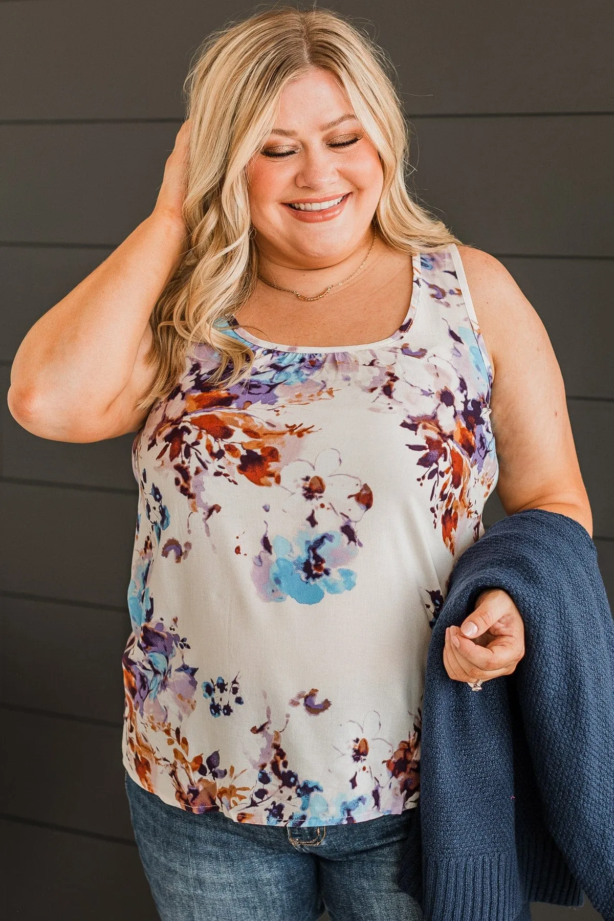 Bloom With Style Floral Tank Top- Ivory