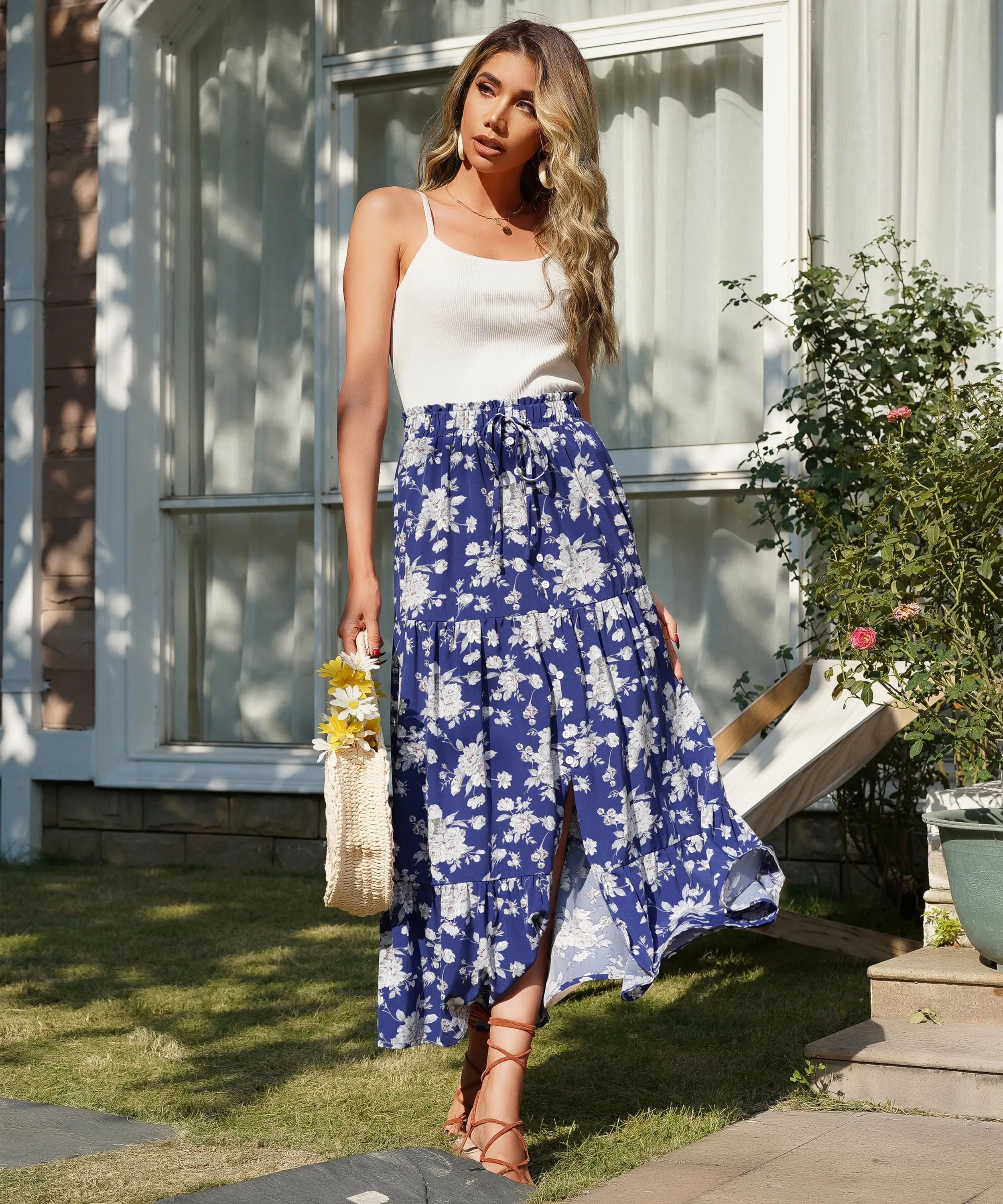 Bluey Maxi Skirt - Blue Print