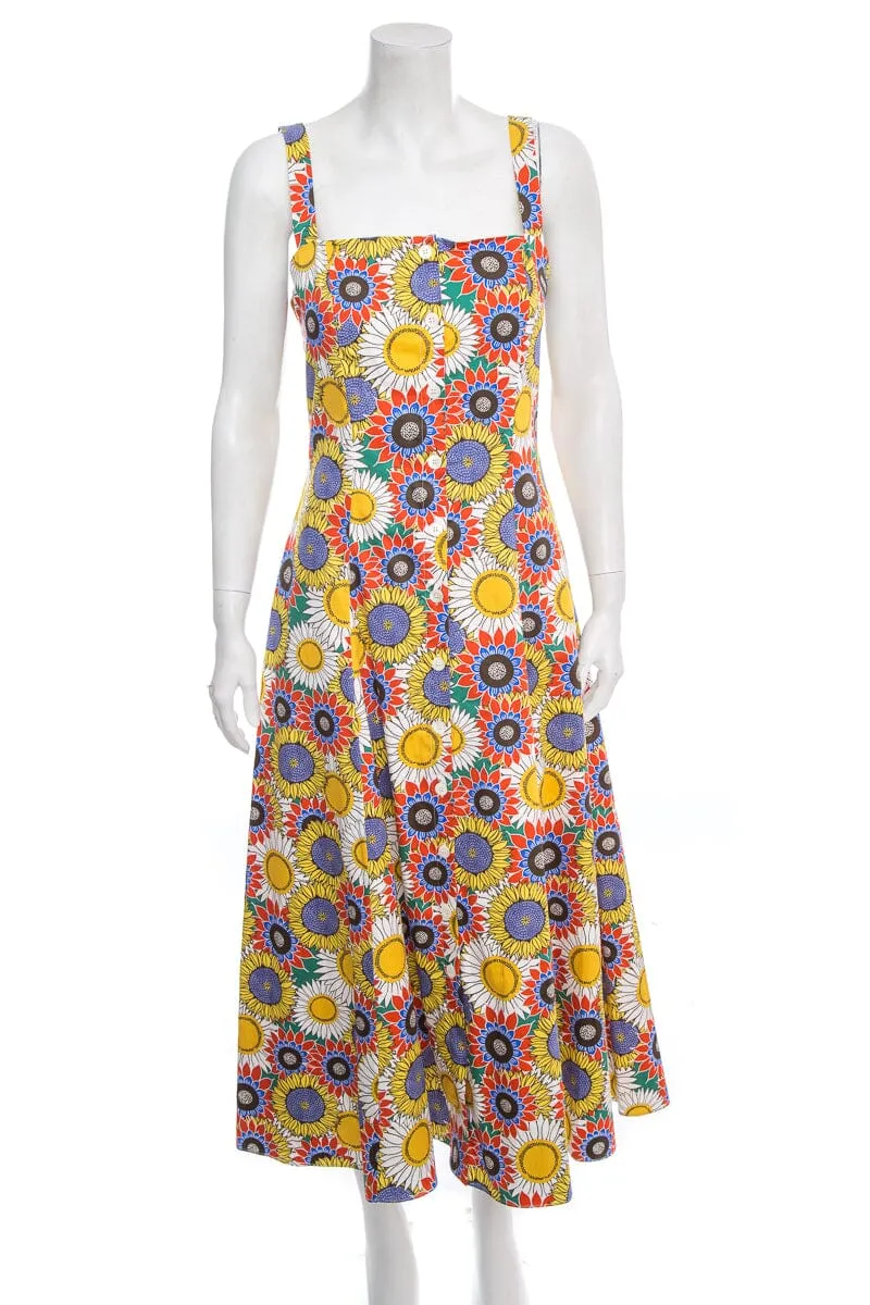 Borgo De Nor Multicolor Sunflower Sun Dress SZ 10 NWT