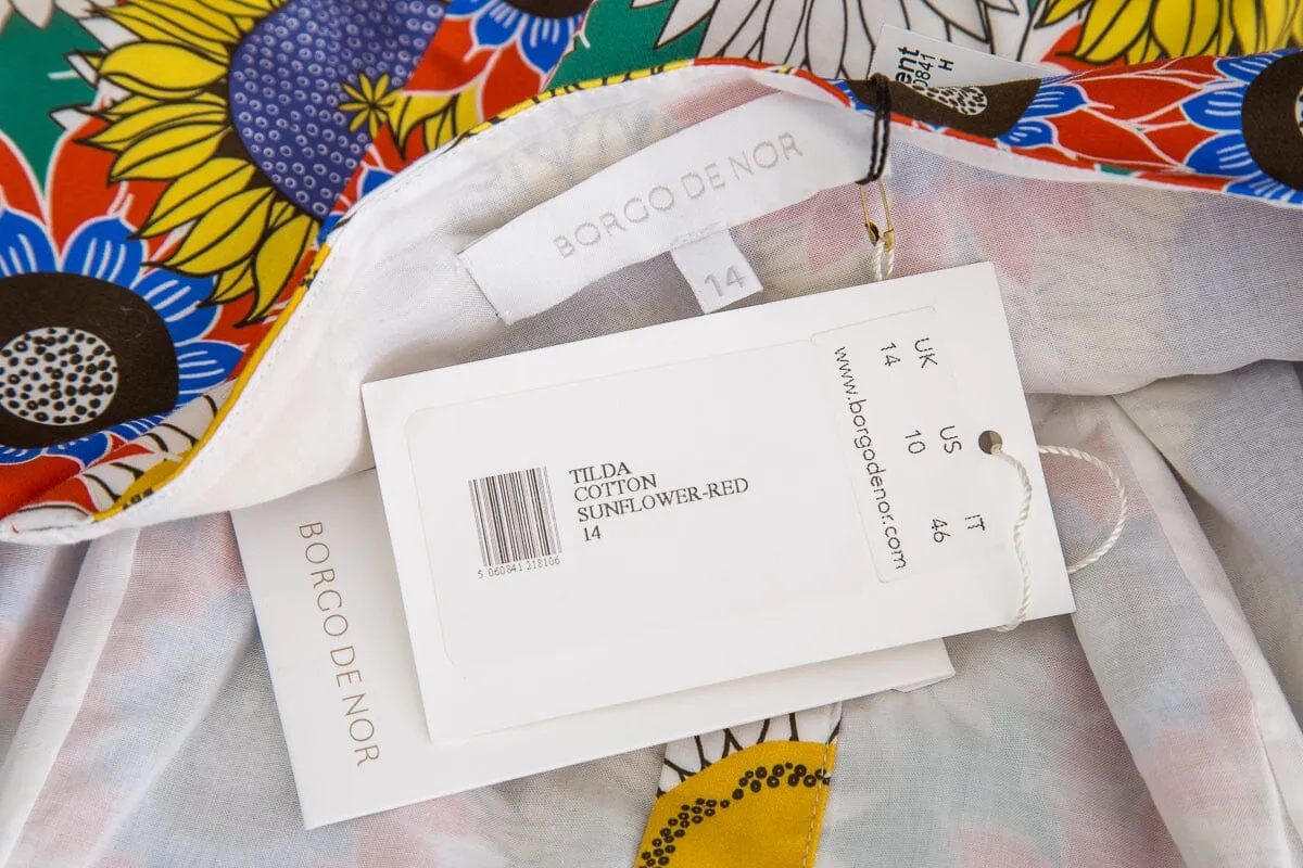 Borgo De Nor Multicolor Sunflower Sun Dress SZ 10 NWT
