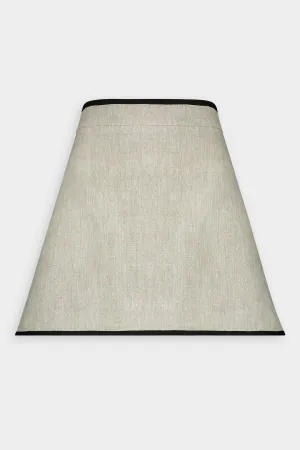 Bound A-Line Mini Skirt in Oatmeal Linen with Black Binding