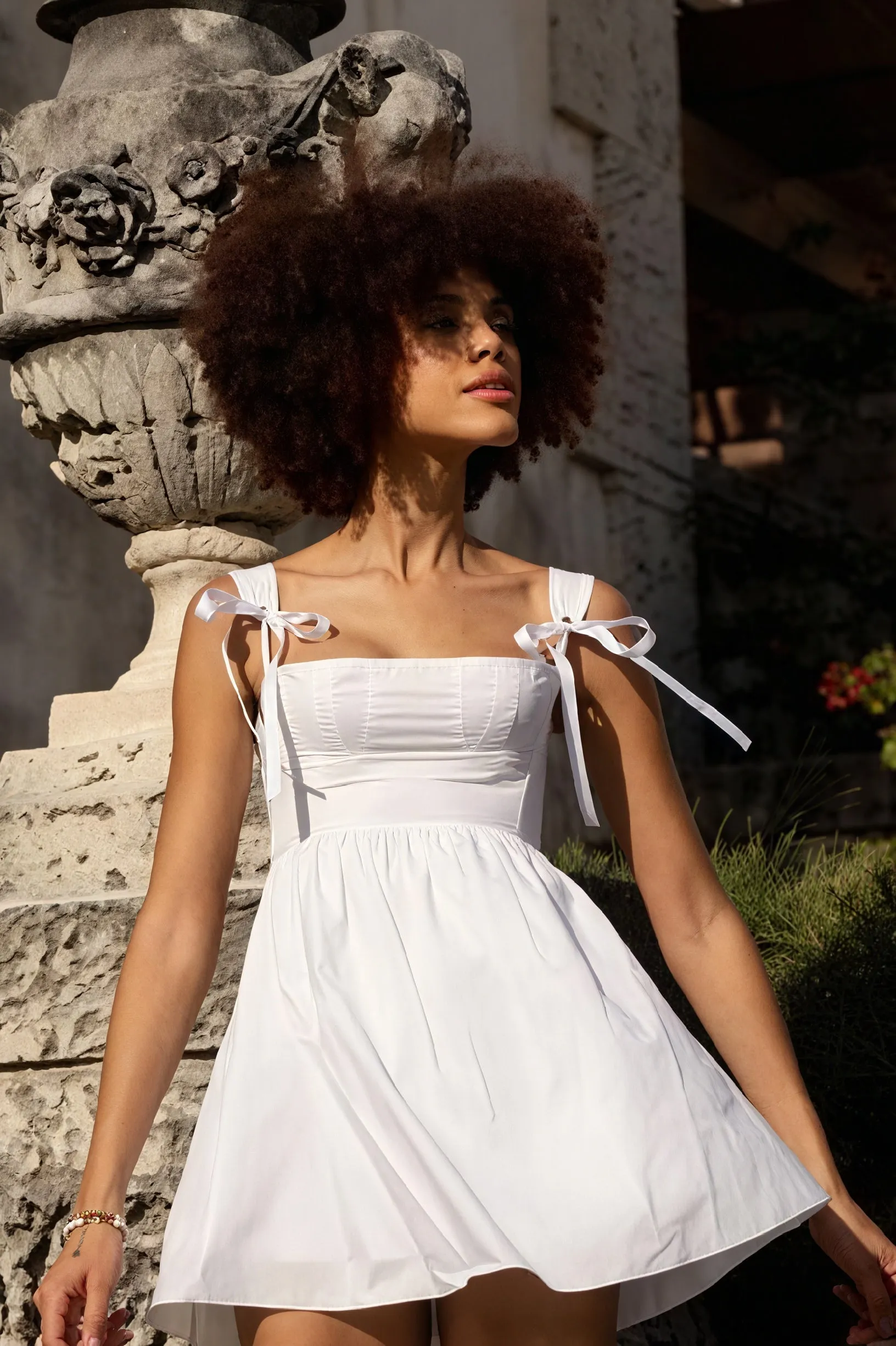 Bow Shoulder Mini Dress - Chic & Modern