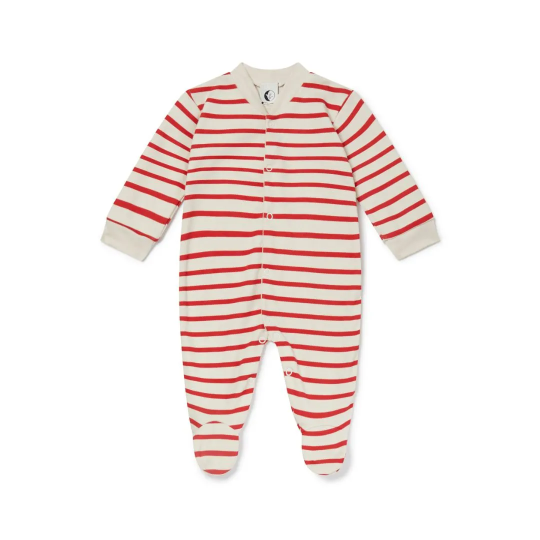 Breton Stripe Organic Cotton Baby Sleepsuit