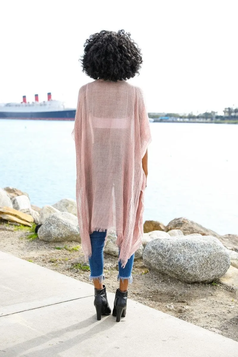 Brown Kimono Duster with Sequins