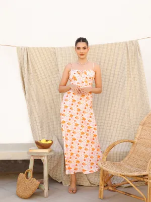 Bustier Detailed Printed Maxi Dress