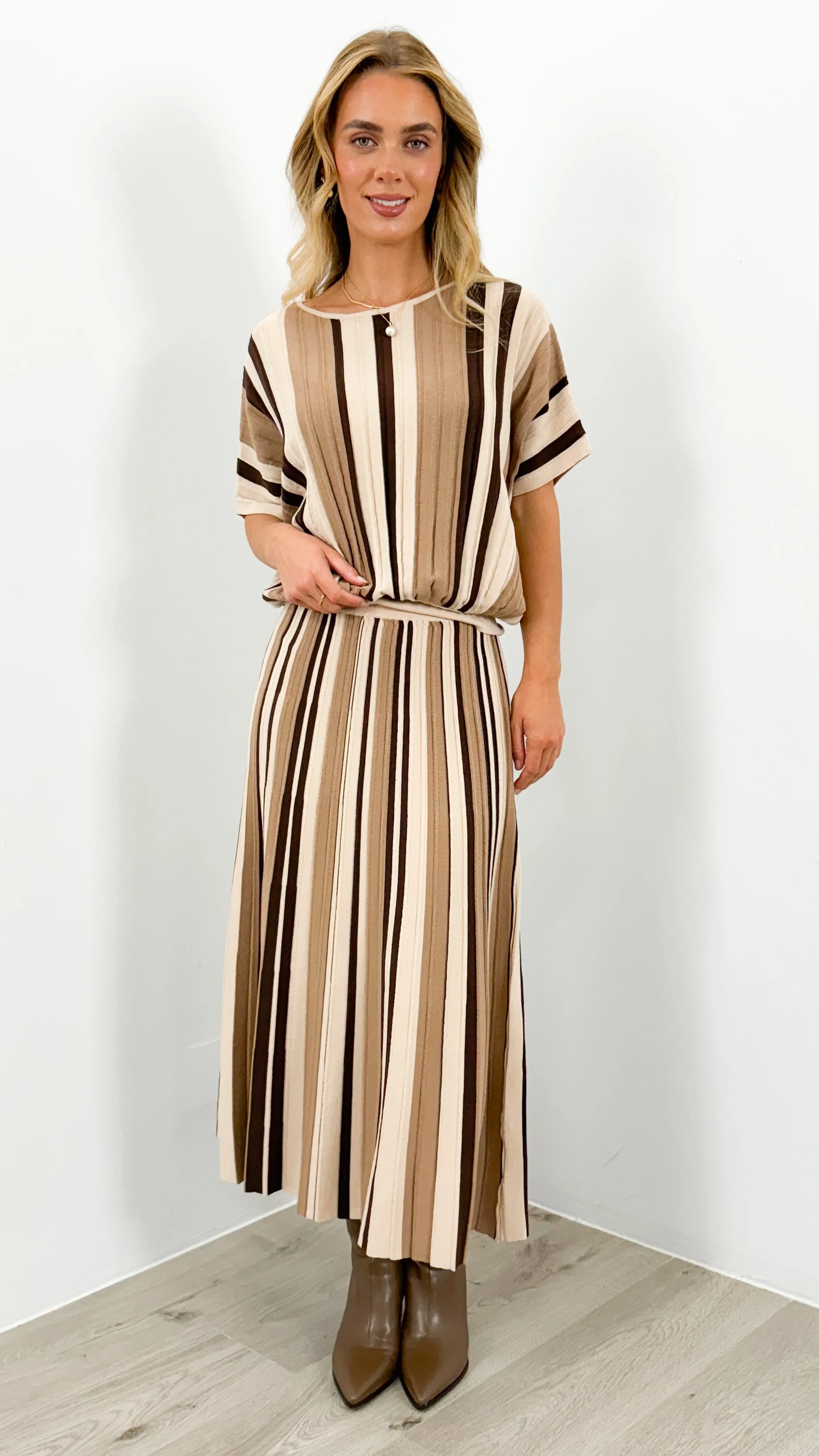 CAMBERWELL STRIPE KNIT BATWING TOP - MULTI