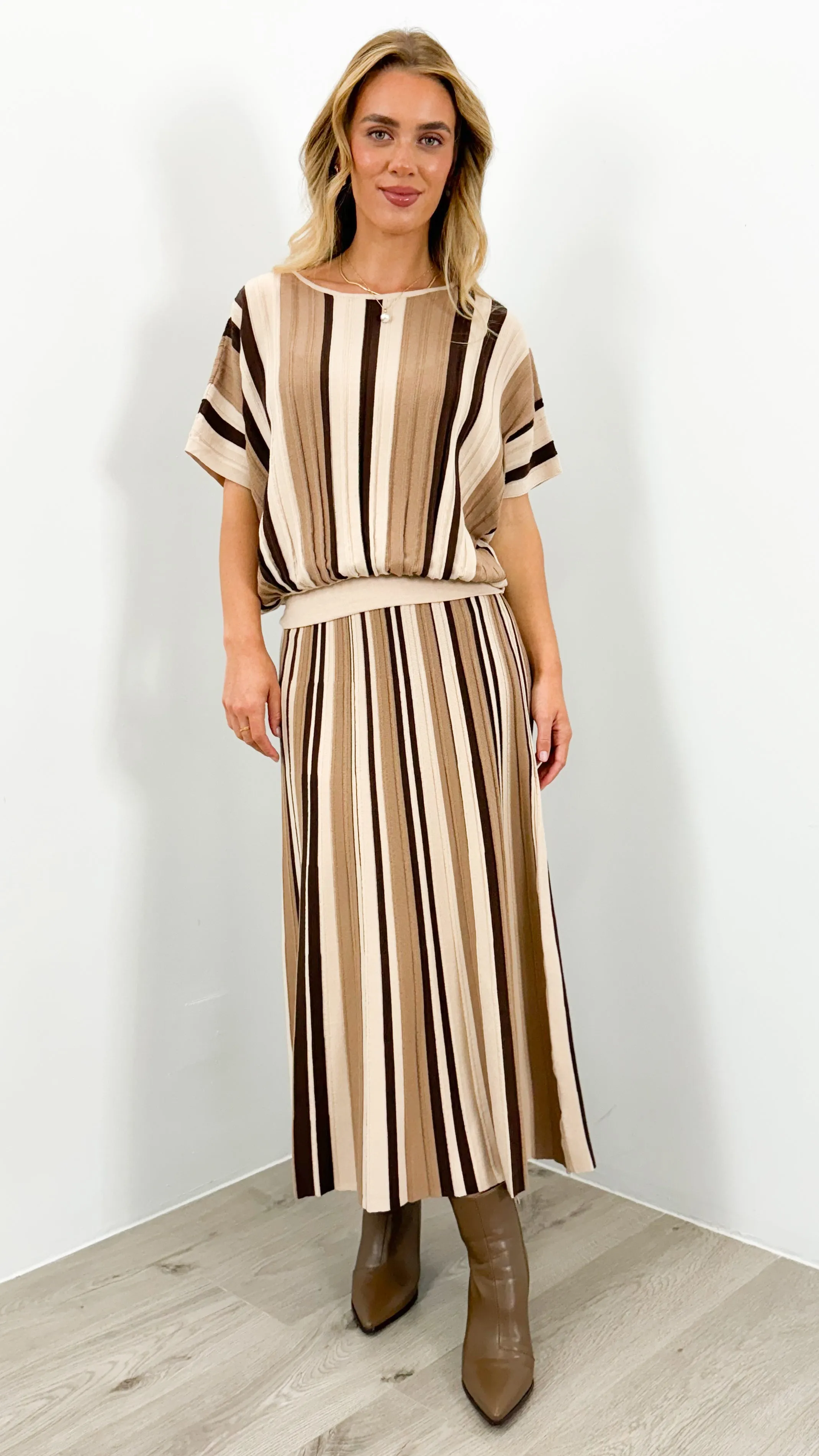 CAMBERWELL STRIPE KNIT BATWING TOP - MULTI