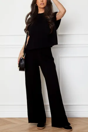 Carlie Black Top and Pants Set