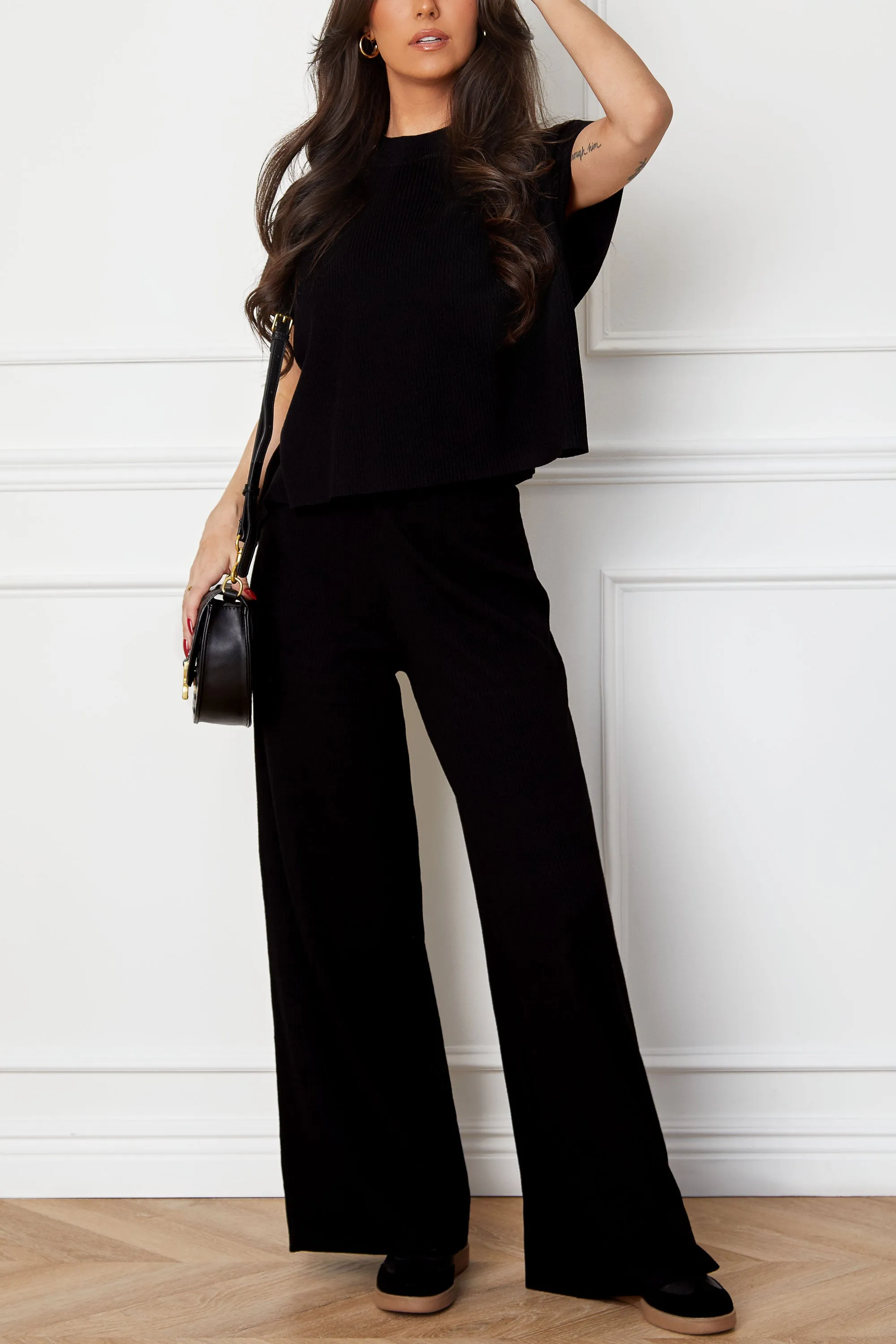 Carlie Black Top and Pants Set