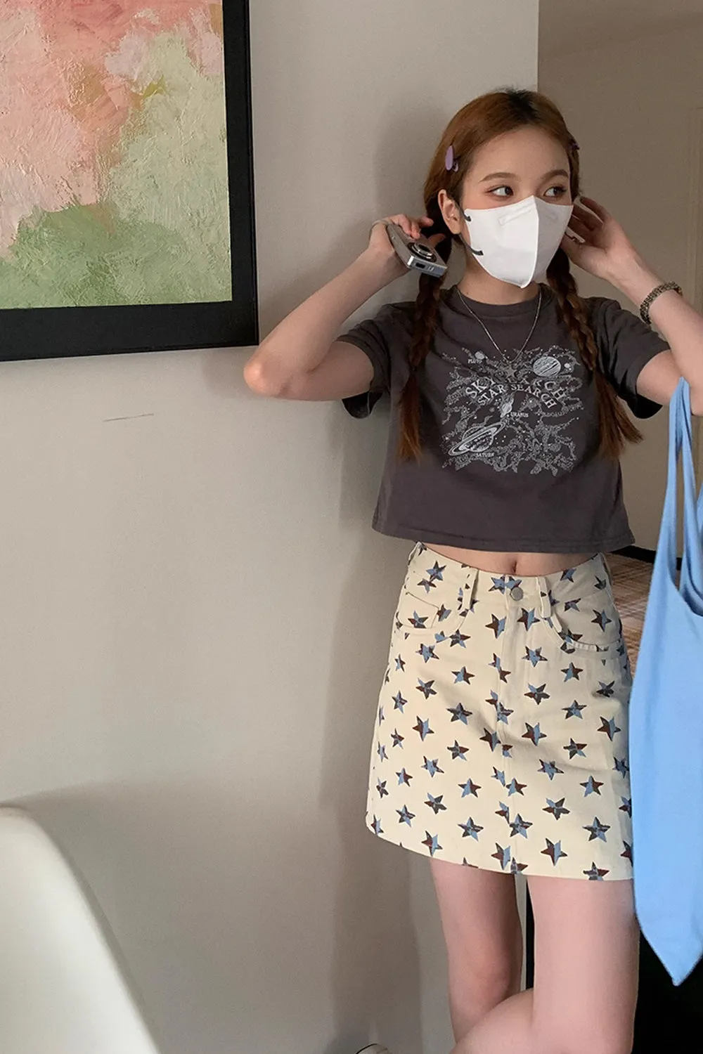Casual Stars Pattern A-Line Skirts