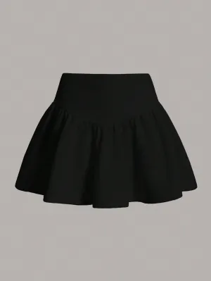 Cherry Vibes: Minifalda Negra Con Volantes y Cinturilla Ancha
