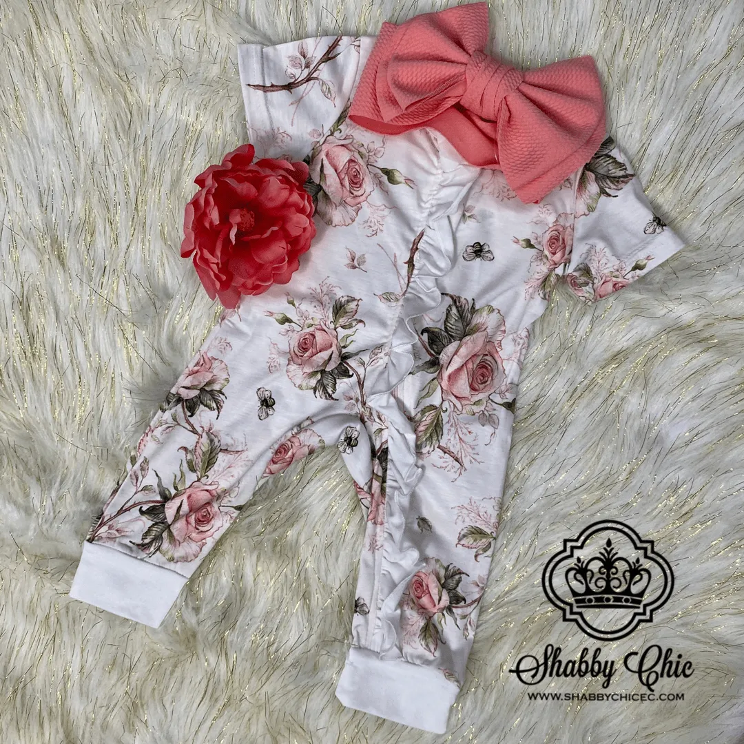 Coral Floral Onesie Sleeper