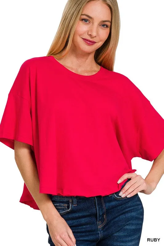 COTTON ROUND NECK SHORT SLEEVE TOP