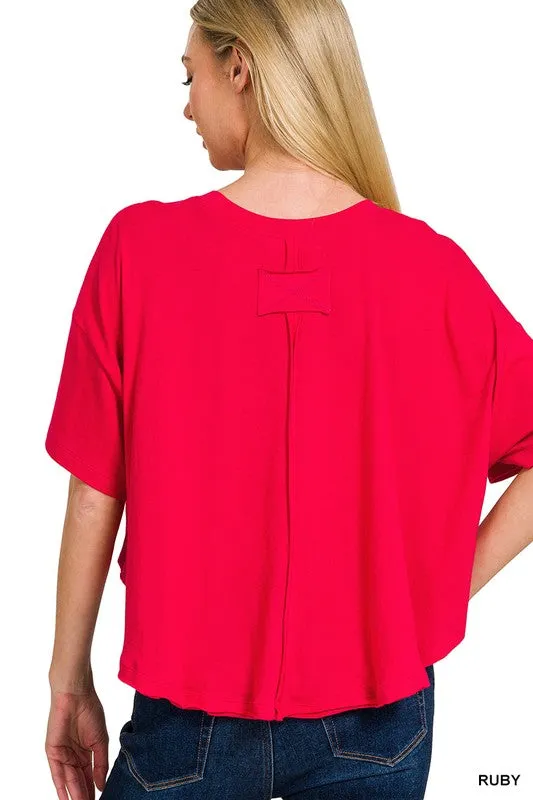 COTTON ROUND NECK SHORT SLEEVE TOP