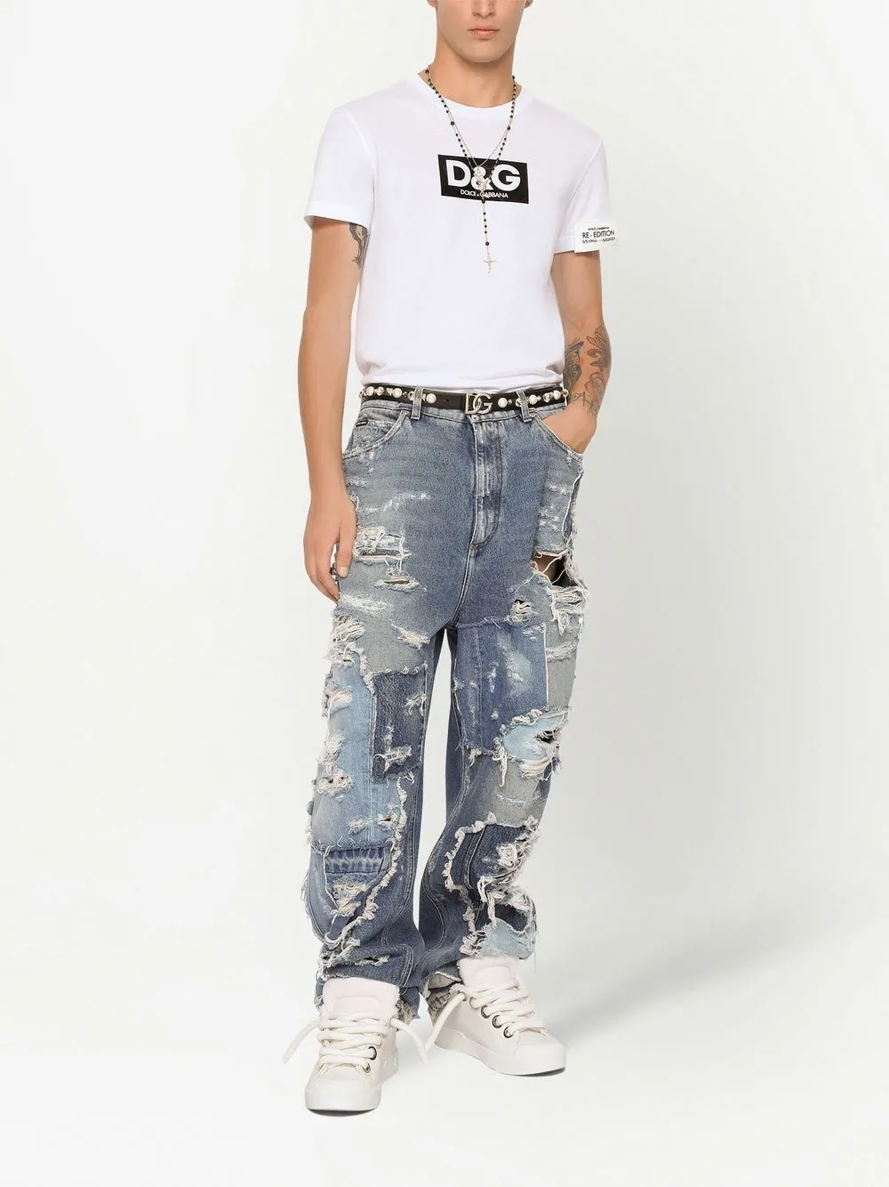 Cotton t-shirt with re-edition logo patch