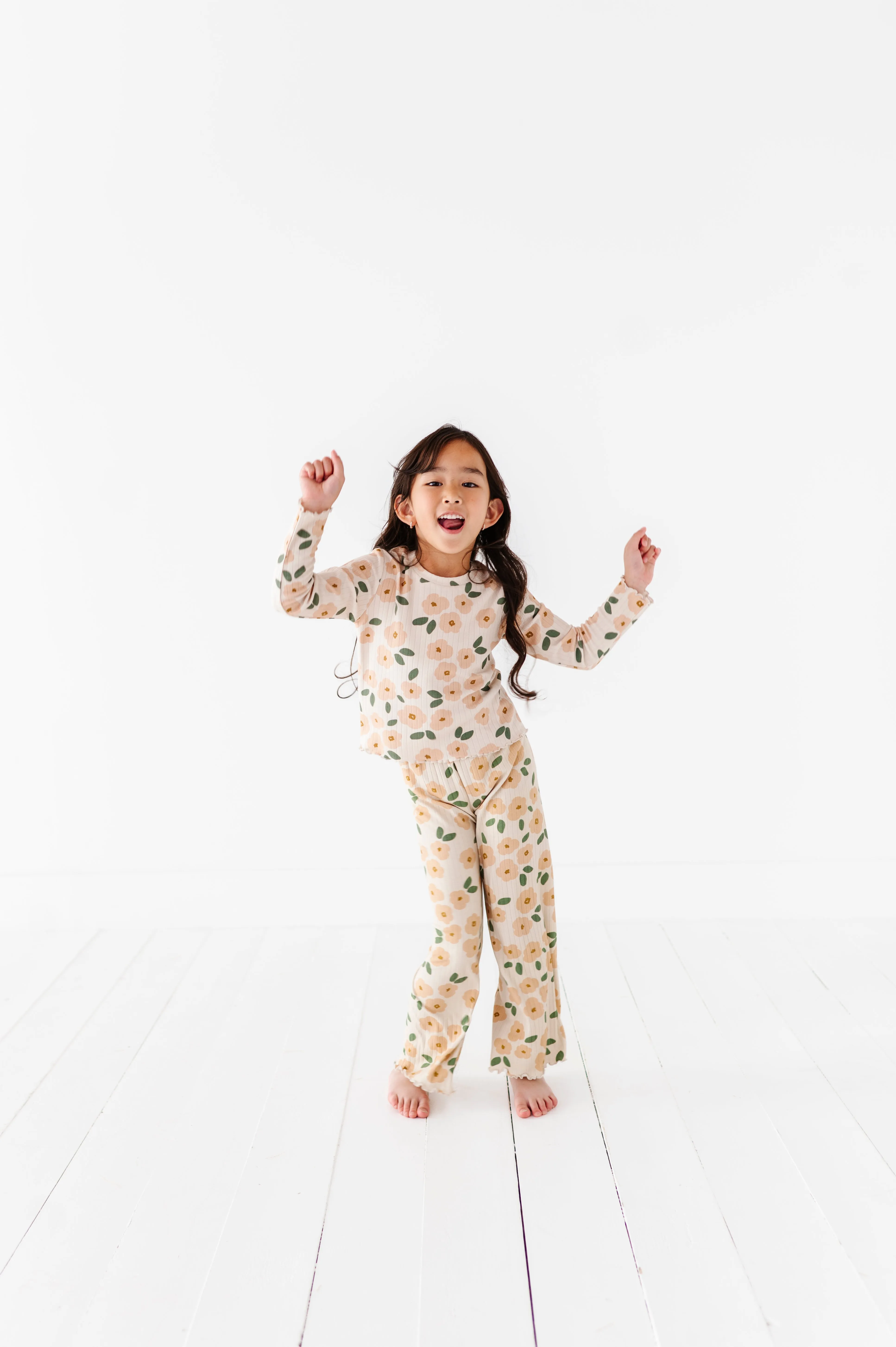 Cream Floral Ribbed SET