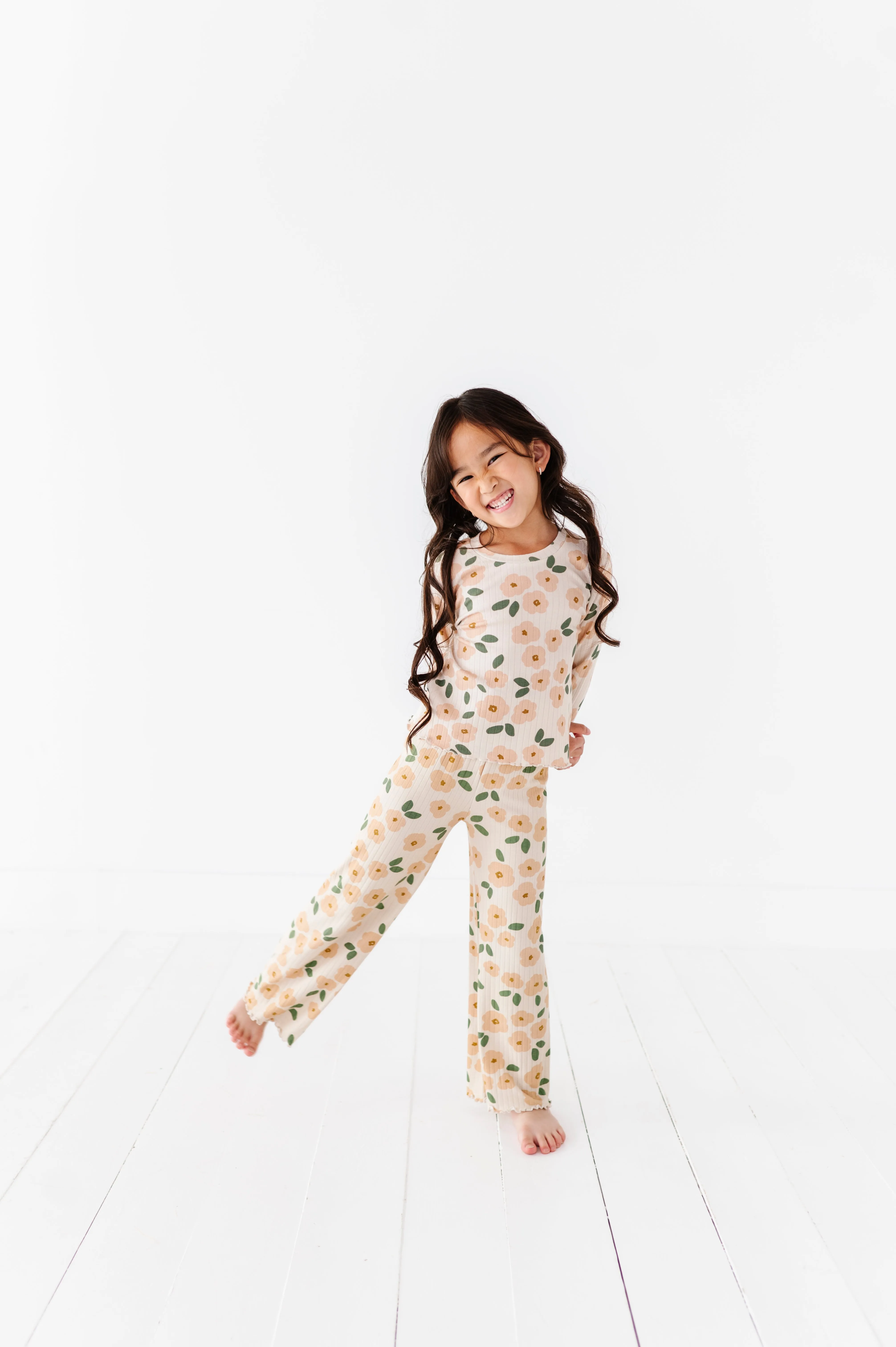 Cream Floral Ribbed SET