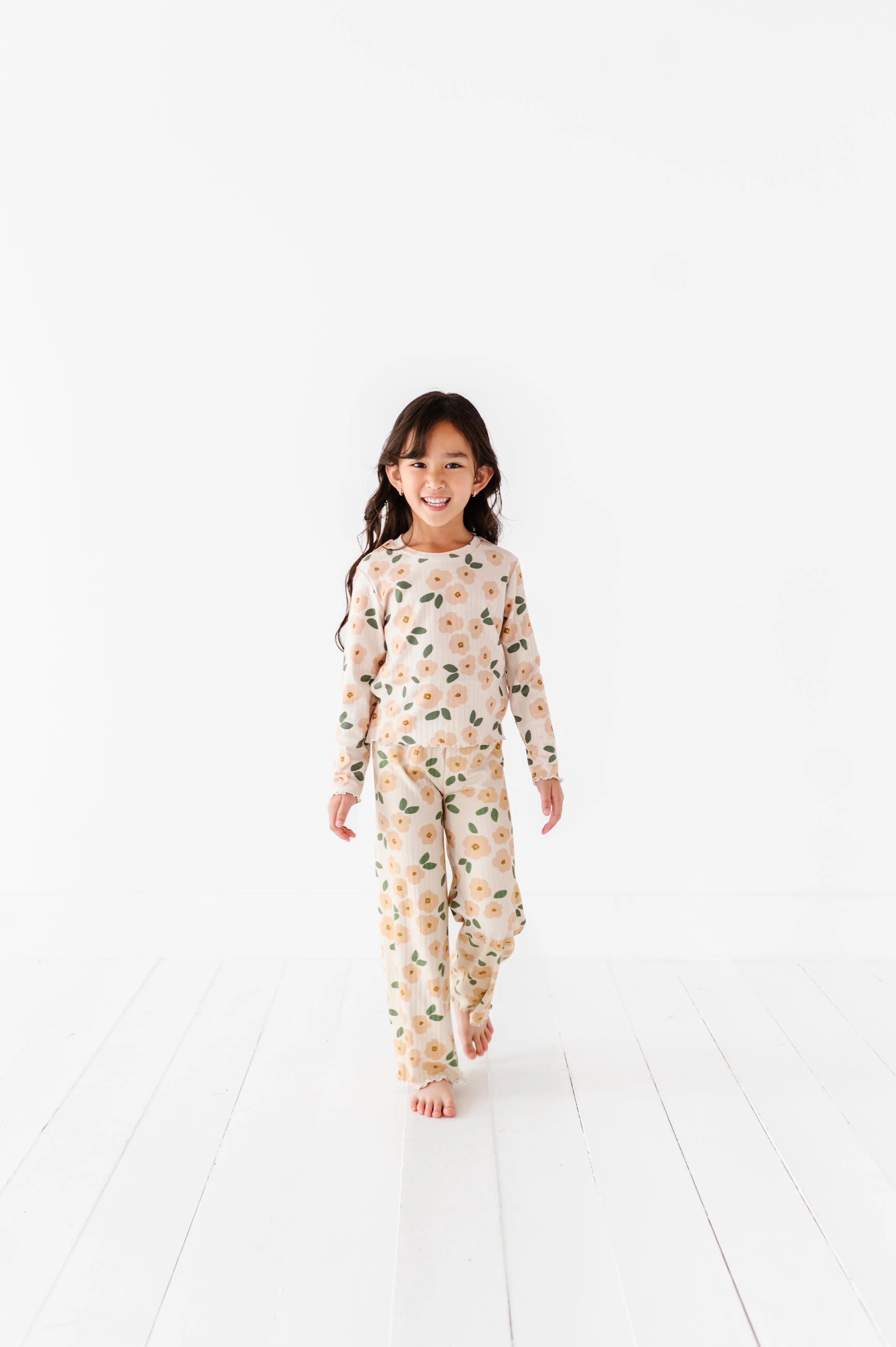 Cream Floral Ribbed SET