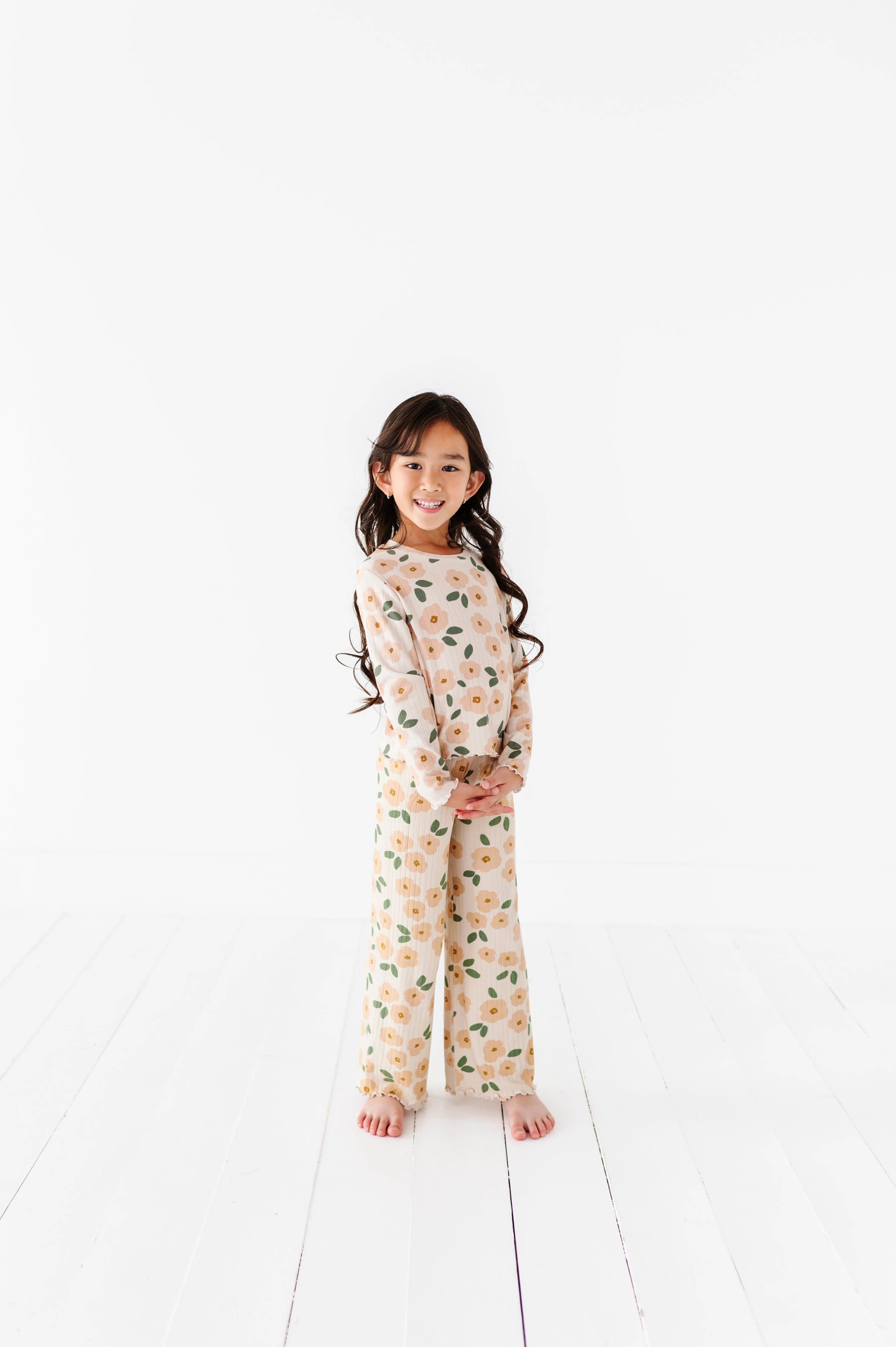 Cream Floral Ribbed SET