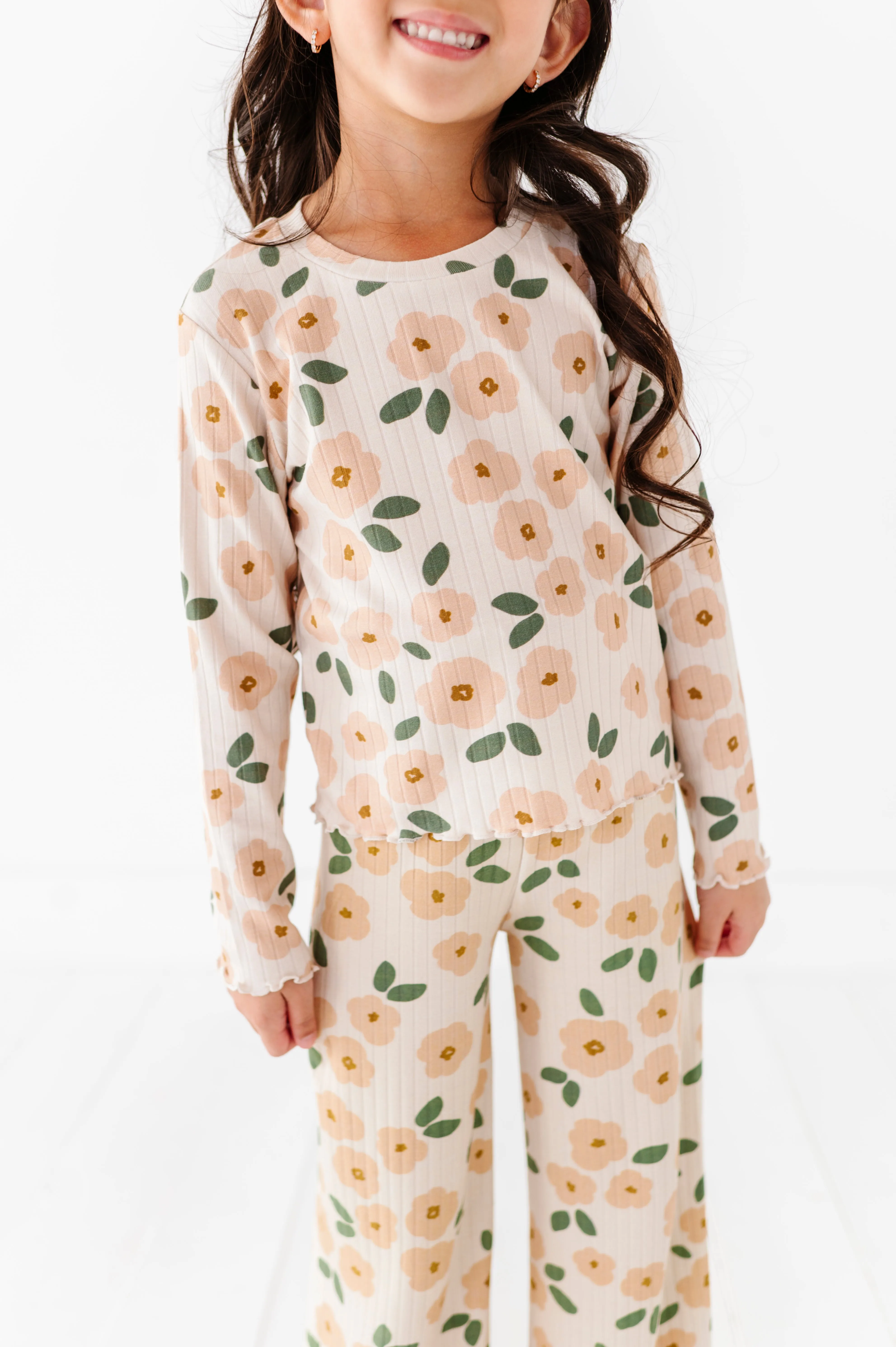 Cream Floral Ribbed SET
