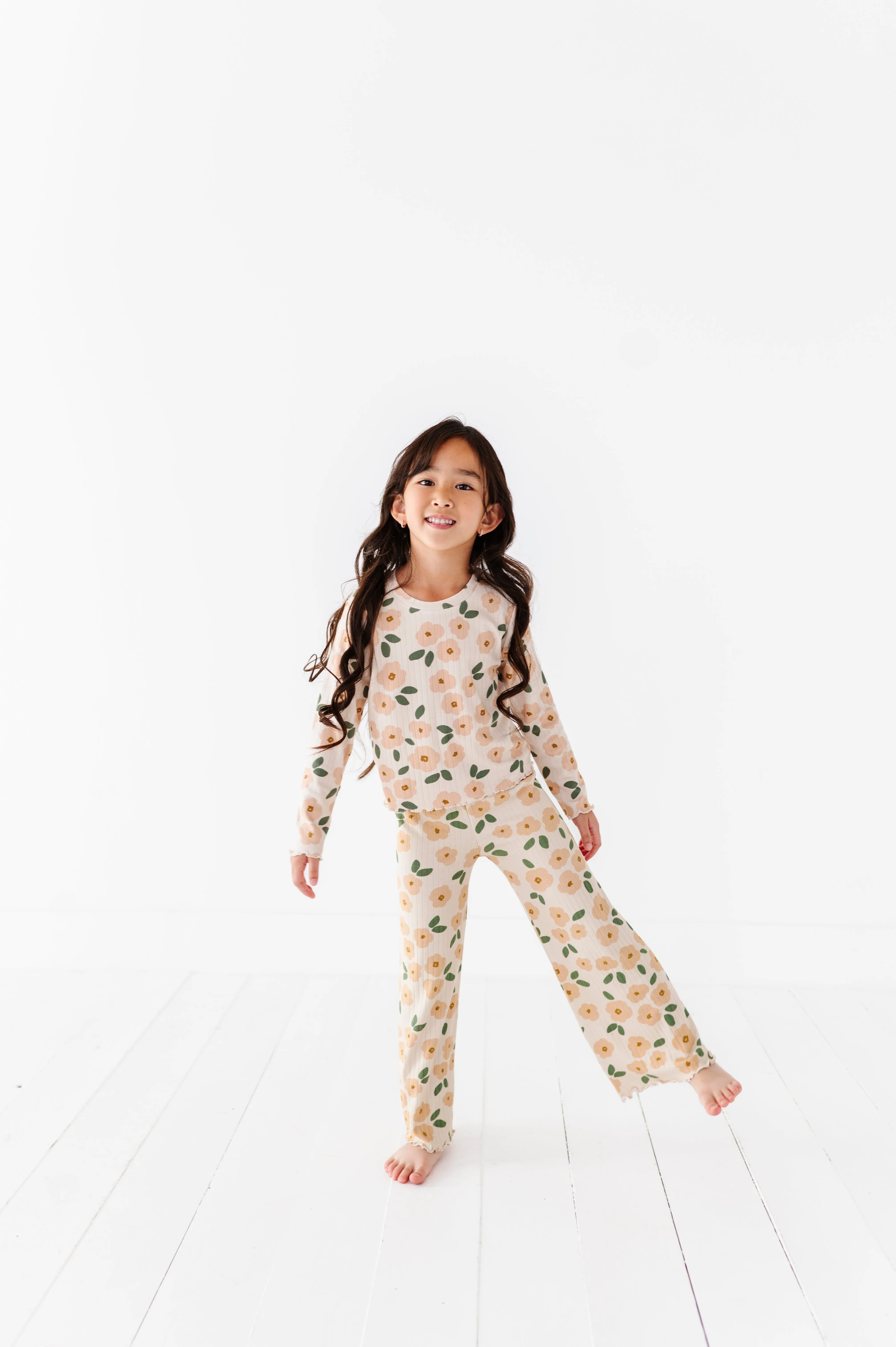 Cream Floral Ribbed SET