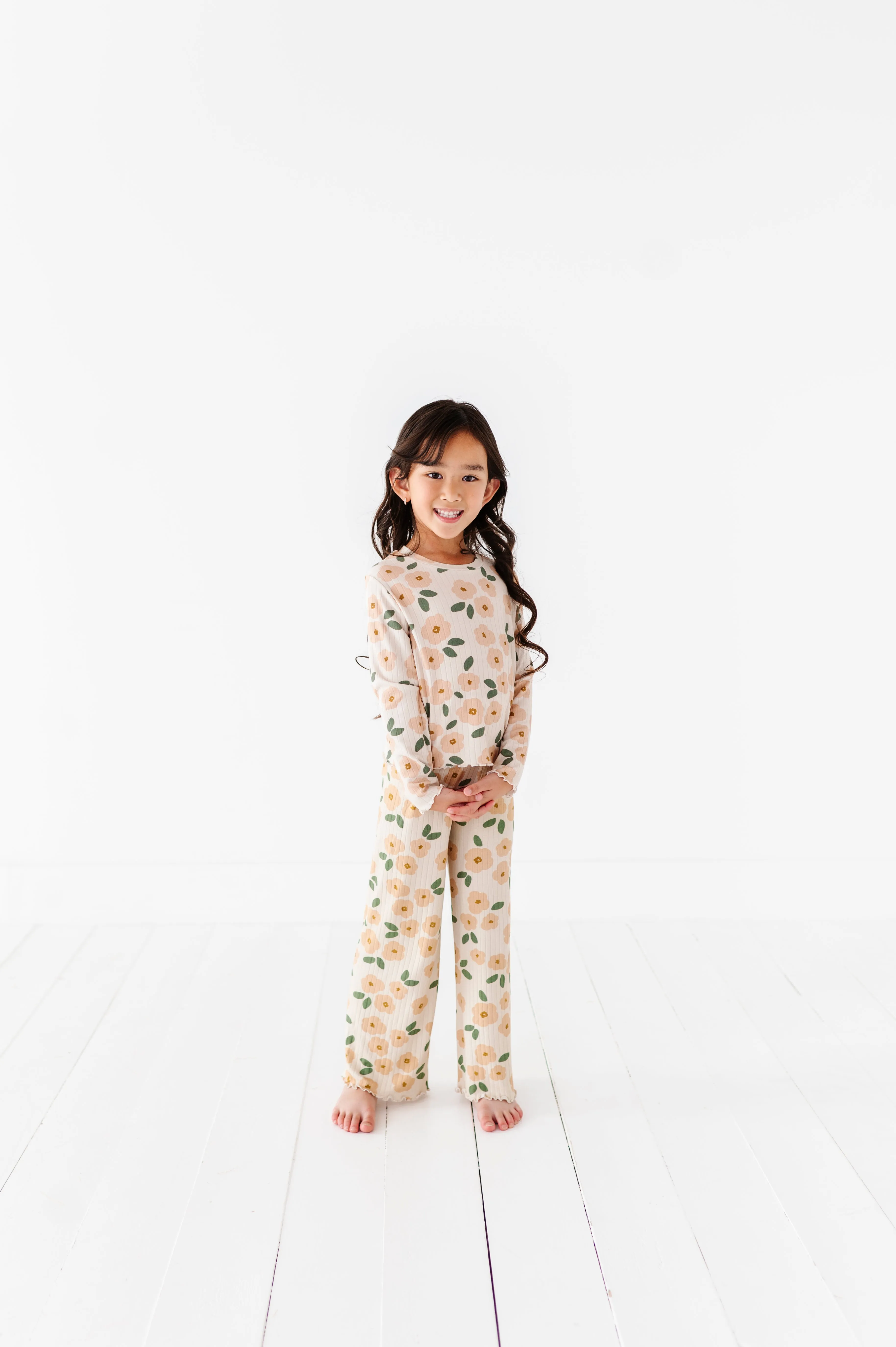 Cream Floral Ribbed SET