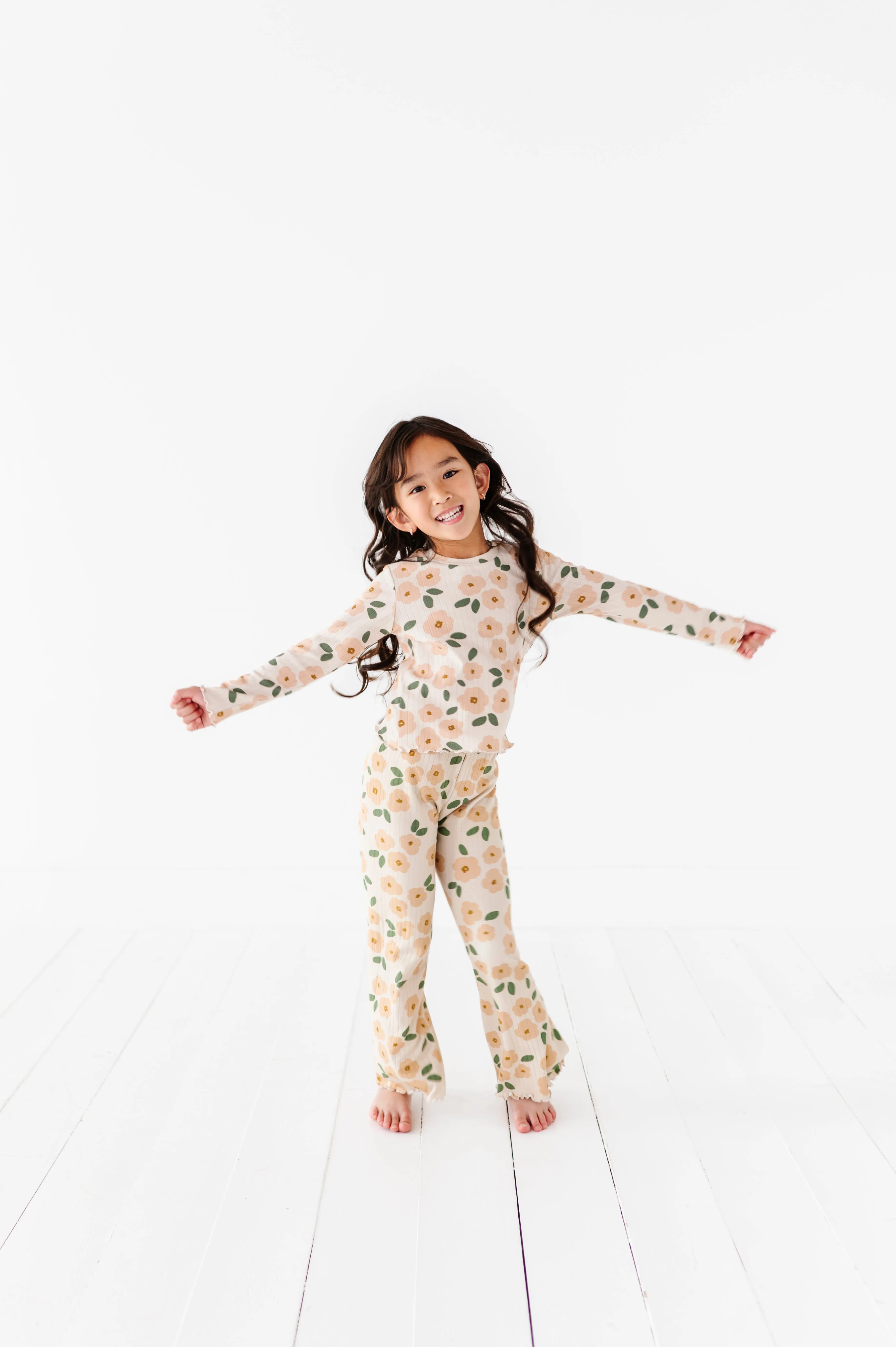 Cream Floral Ribbed SET