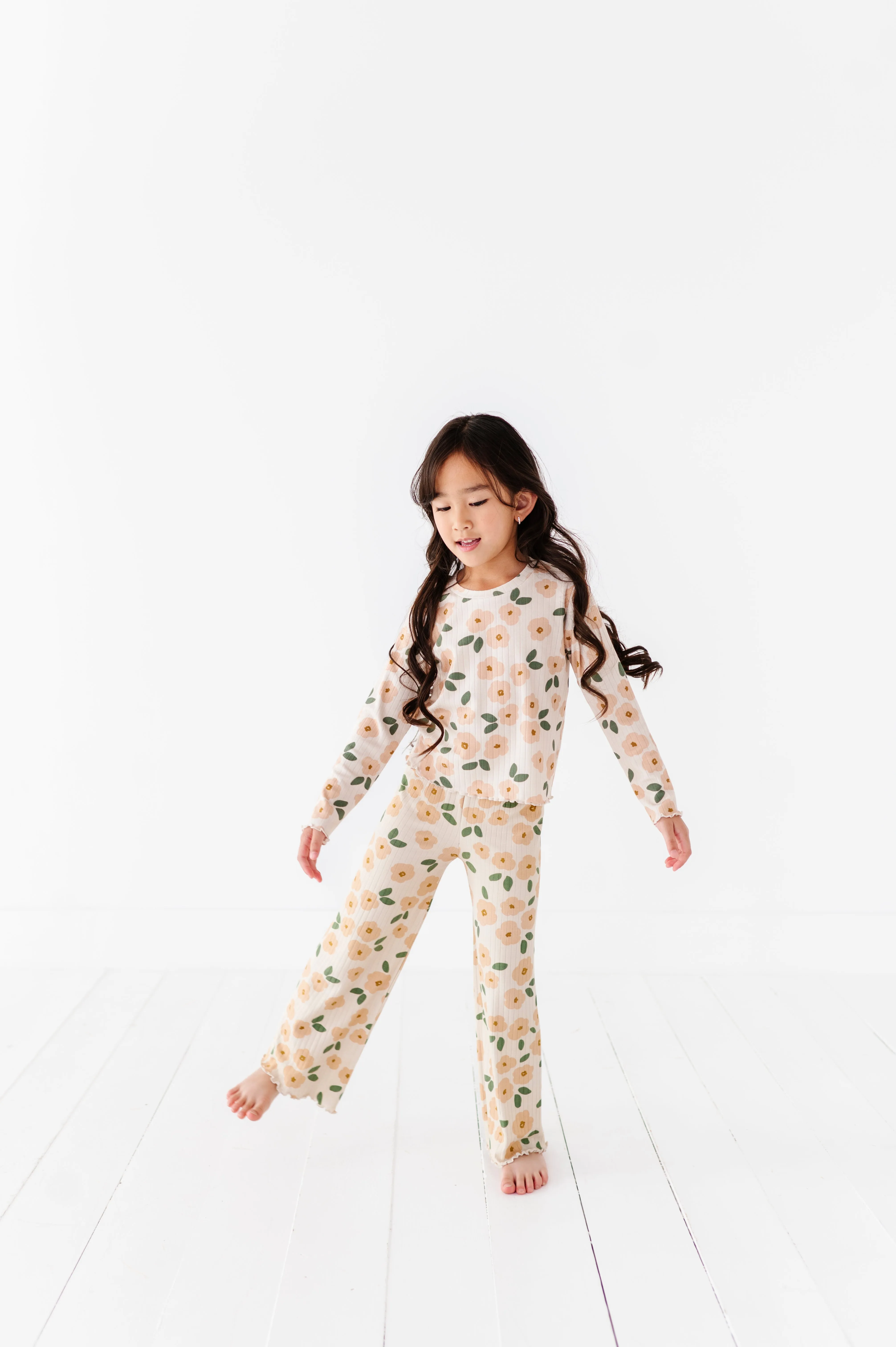 Cream Floral Ribbed SET