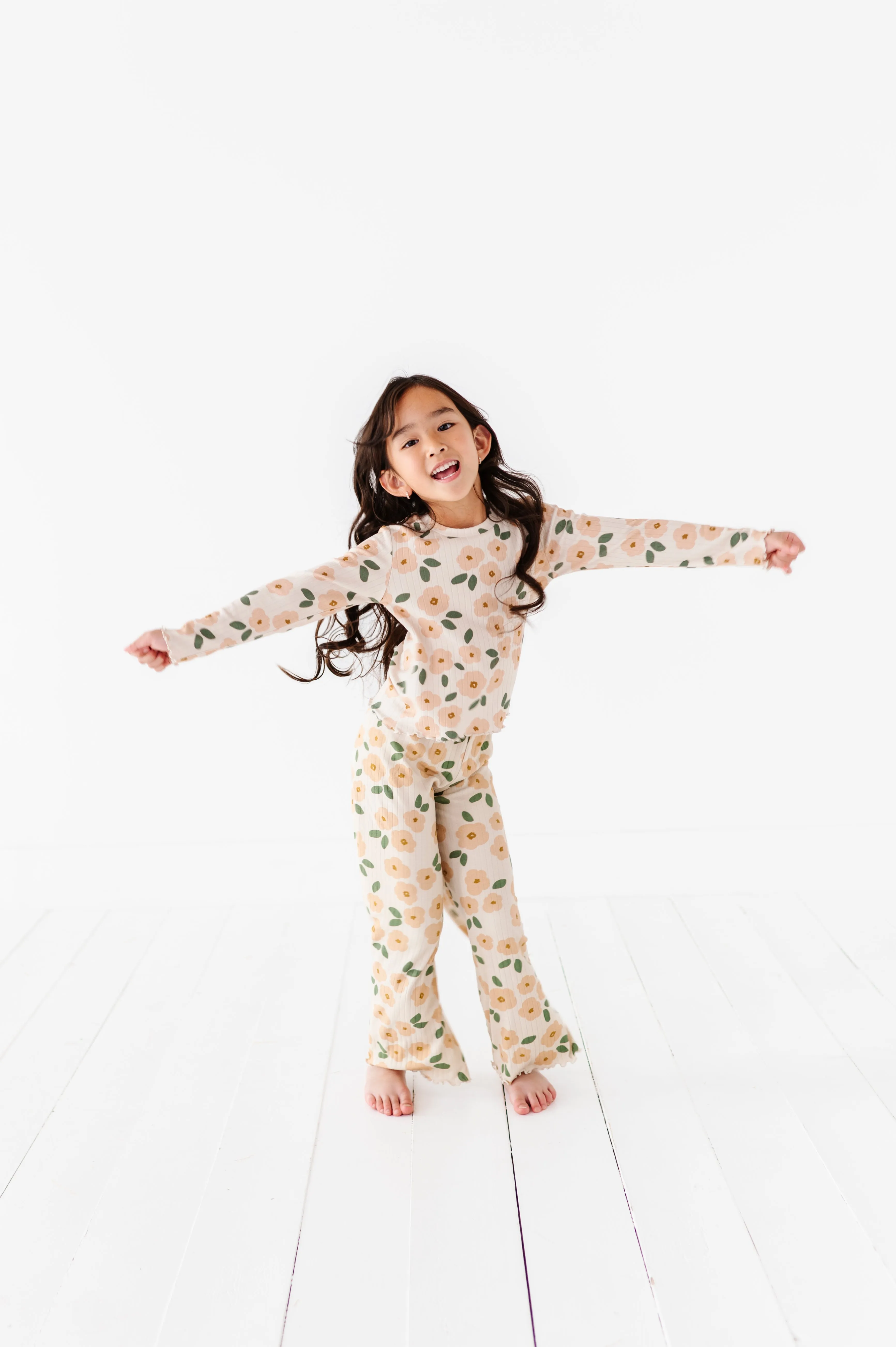 Cream Floral Ribbed SET
