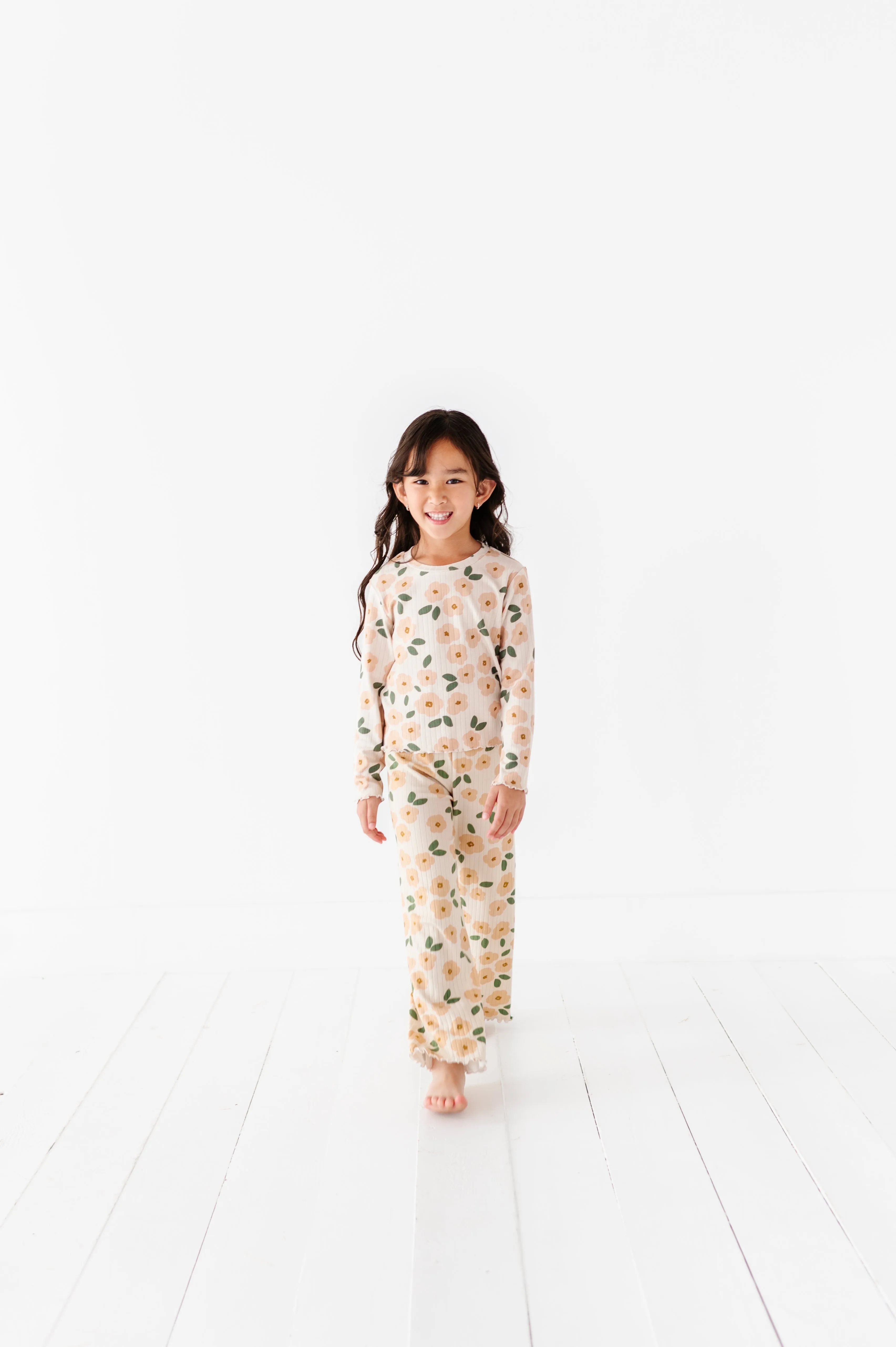 Cream Floral Ribbed SET