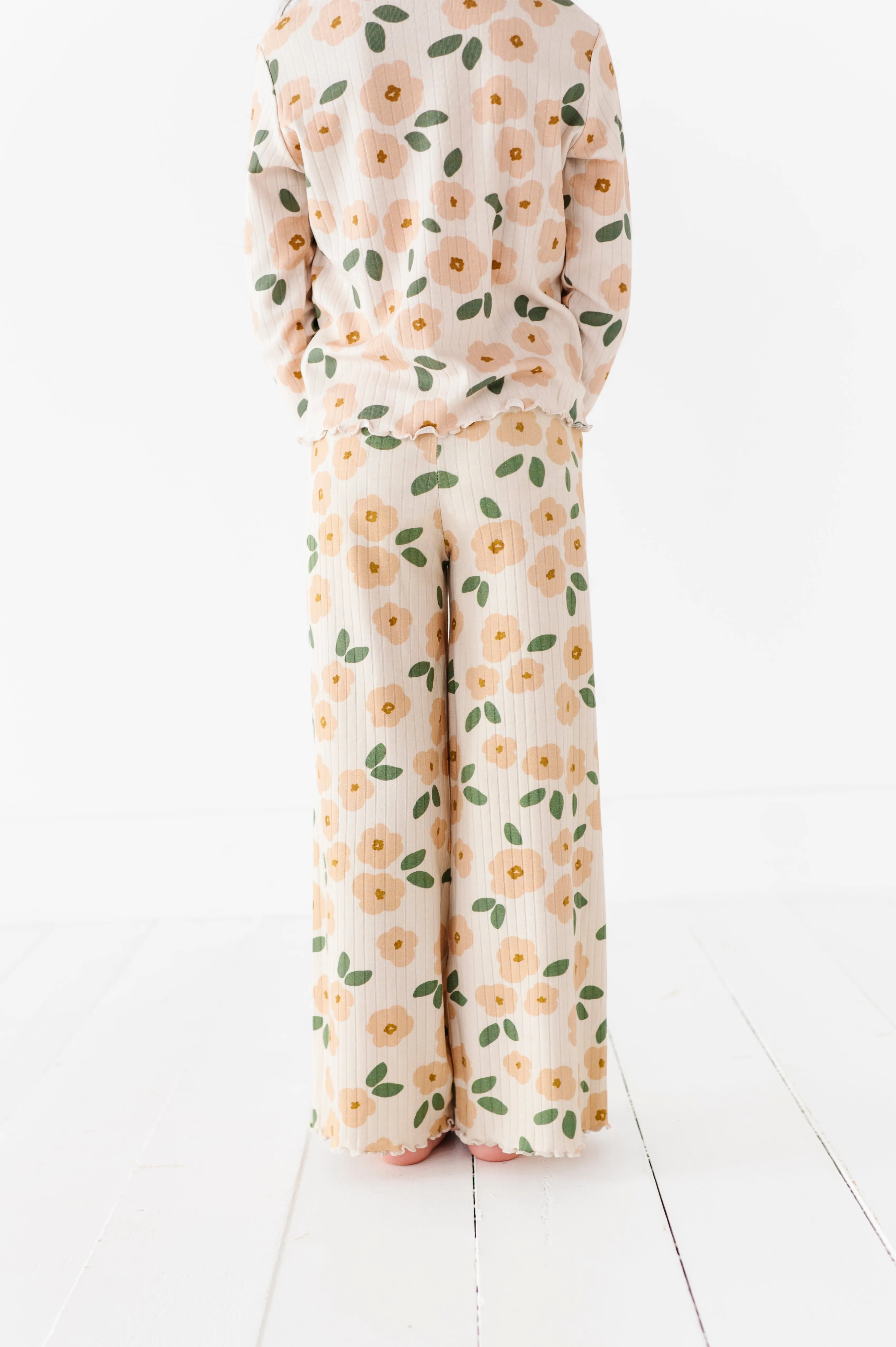 Cream Floral Ribbed SET