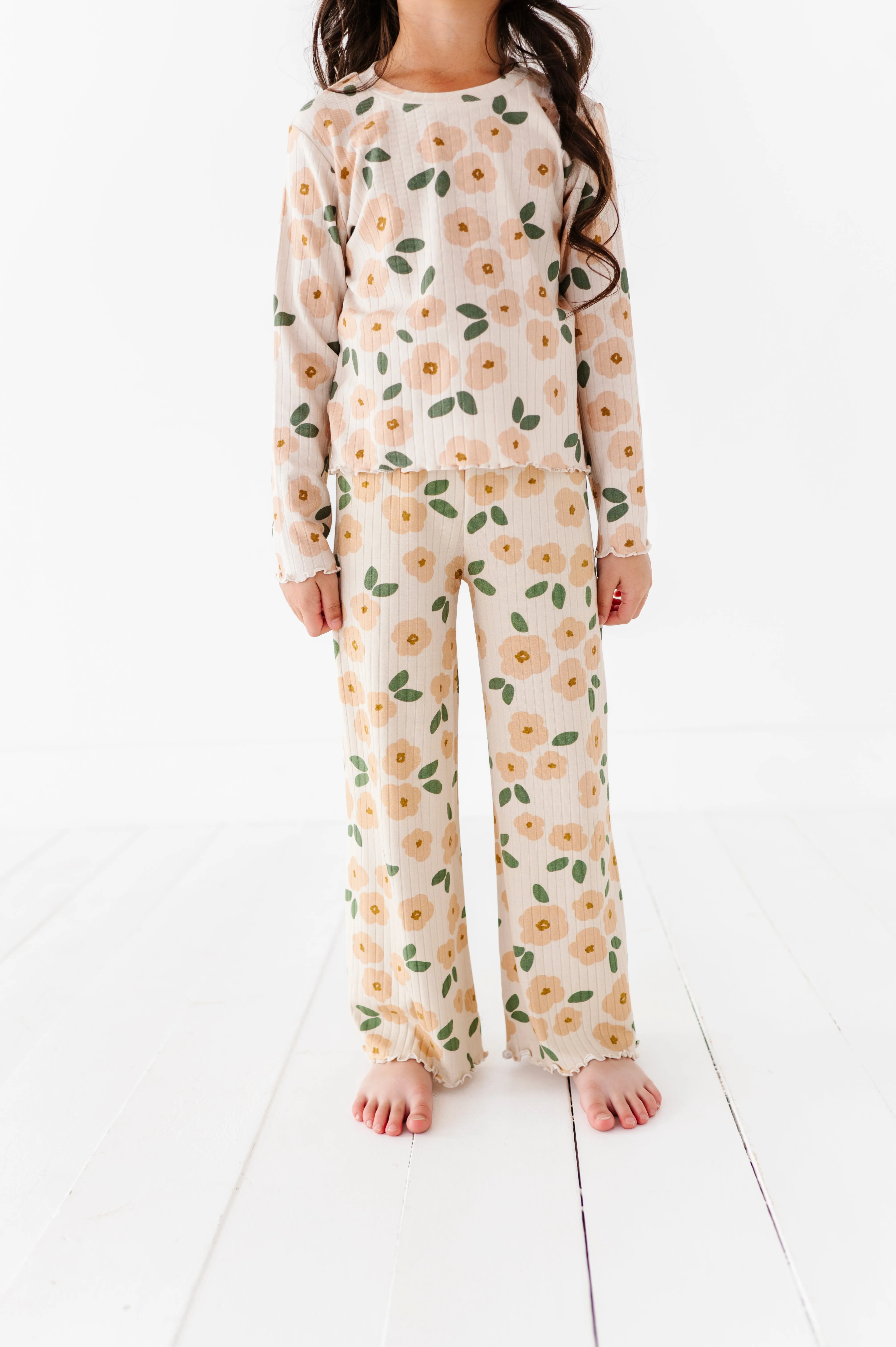 Cream Floral Ribbed SET