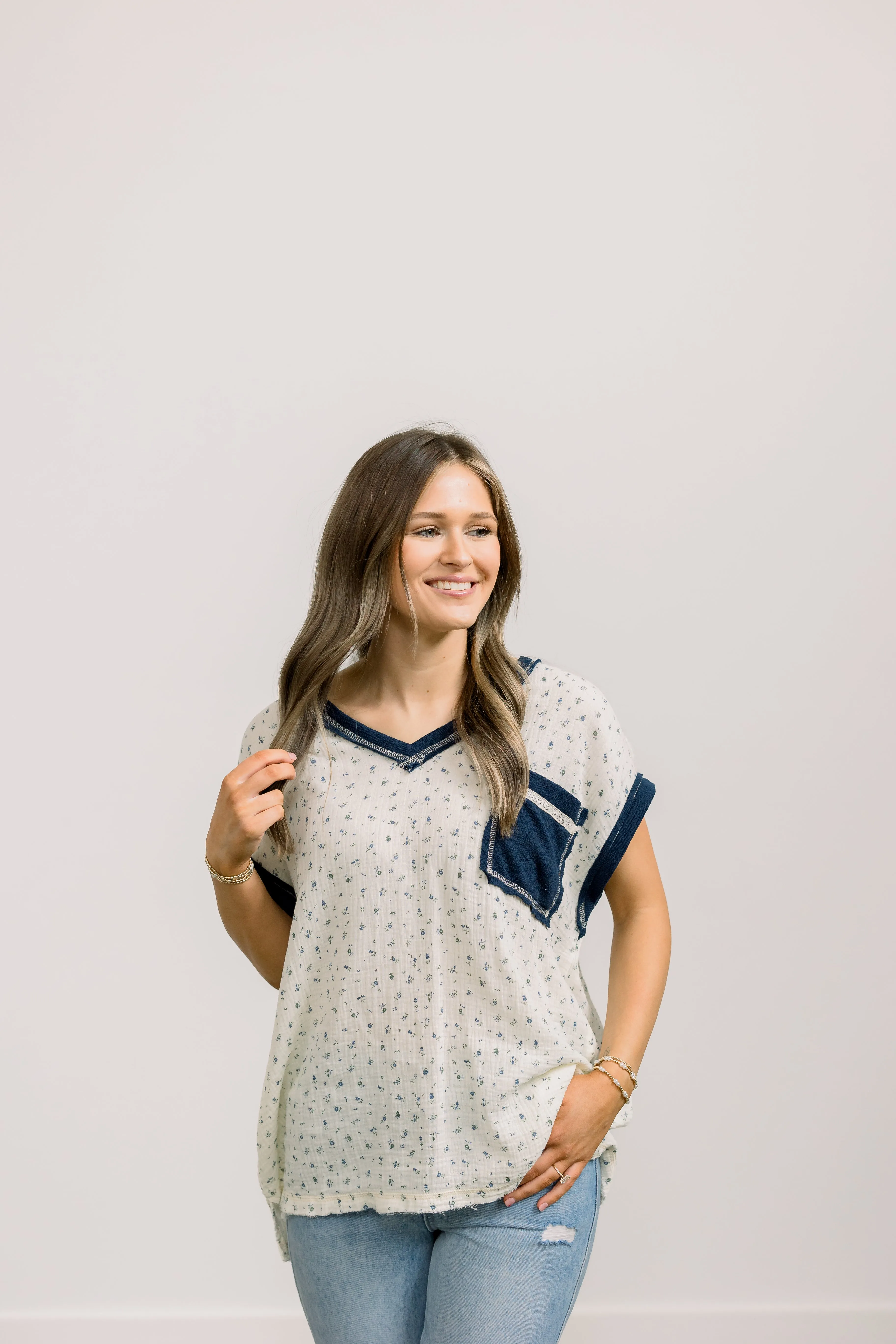 Cream Floral Top