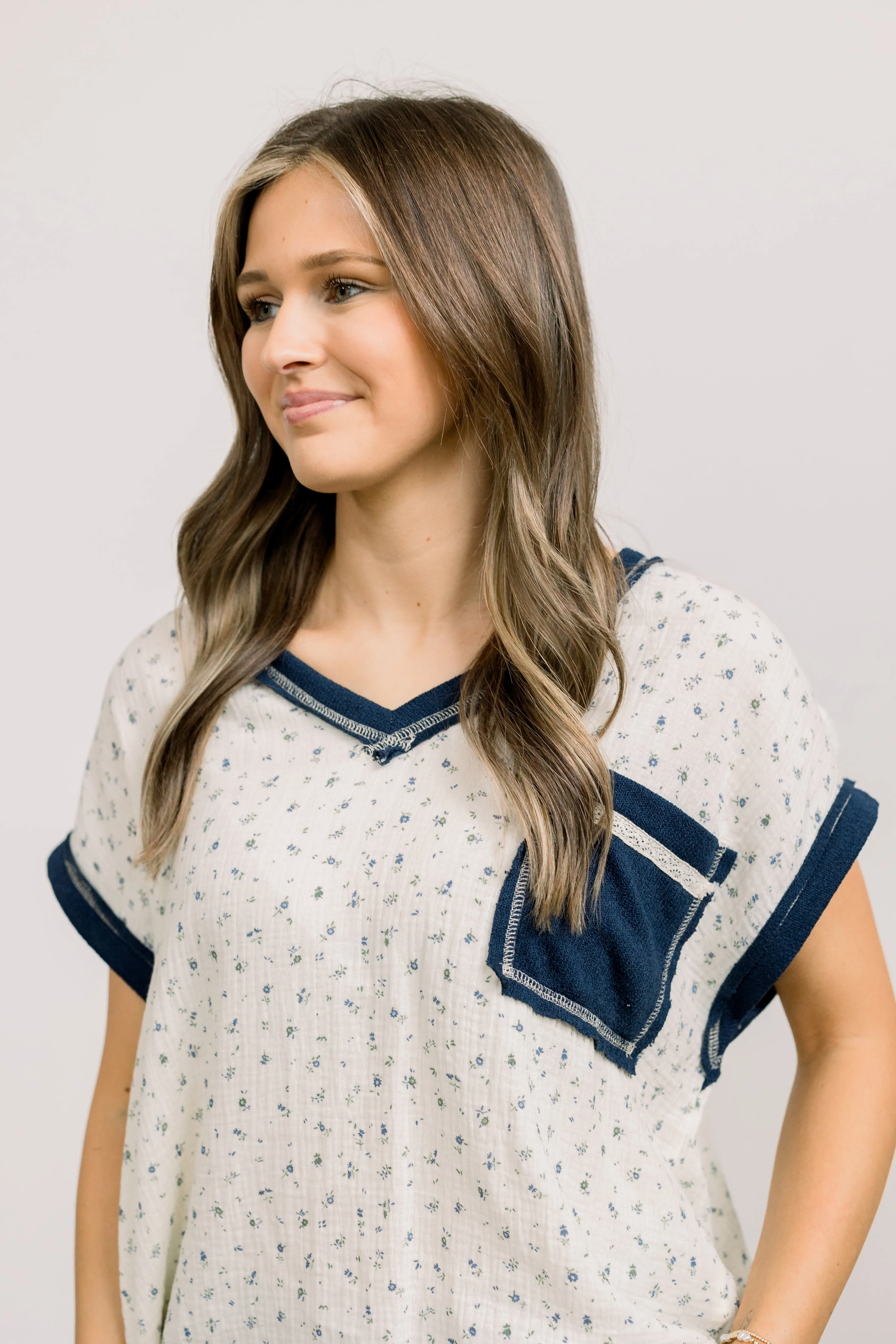 Cream Floral Top