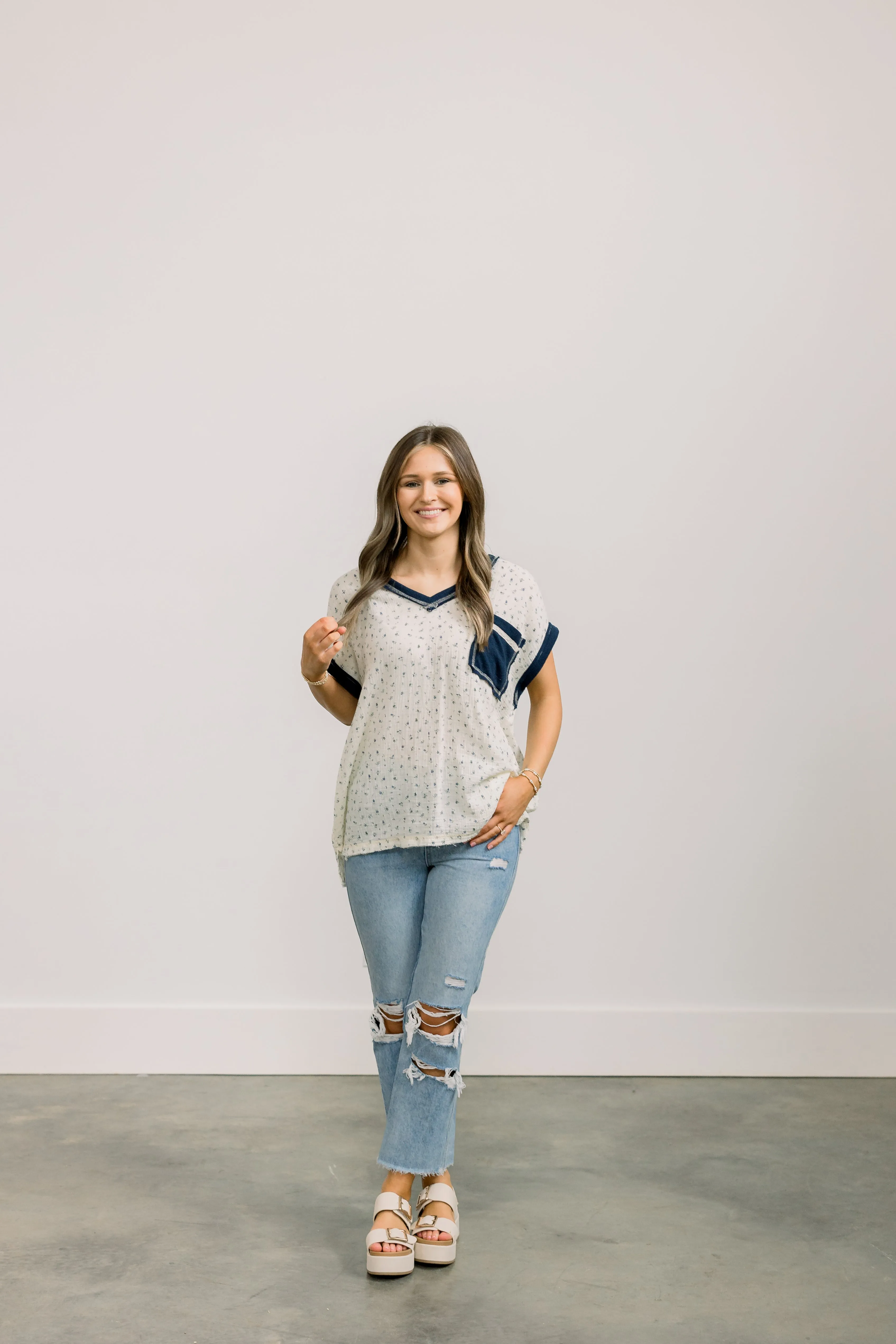 Cream Floral Top