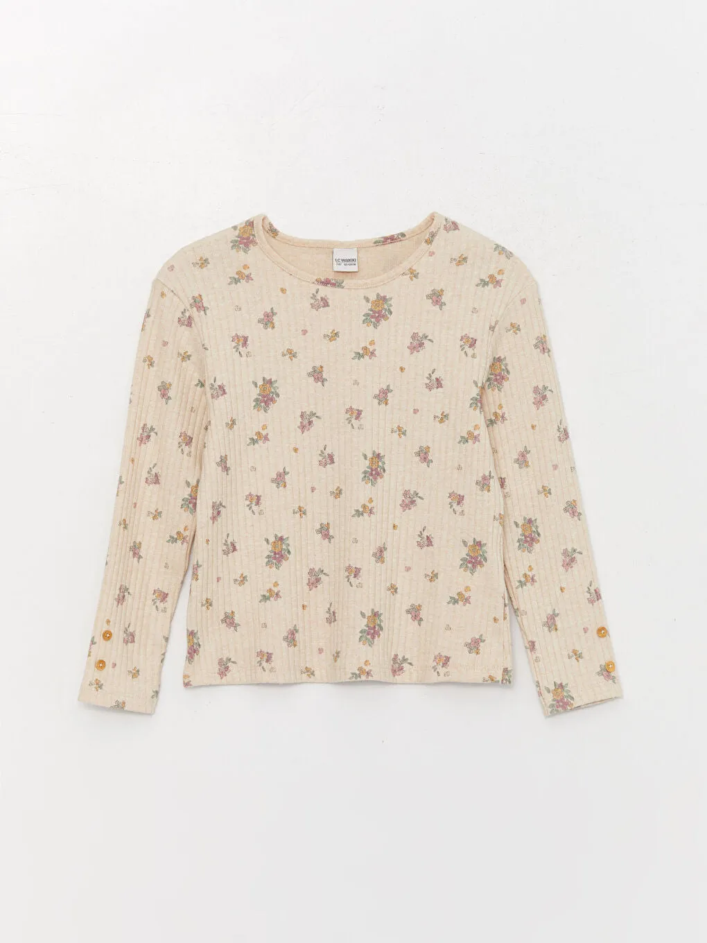 Crew Neck Printed Long Sleeve Girls T-Shirt
