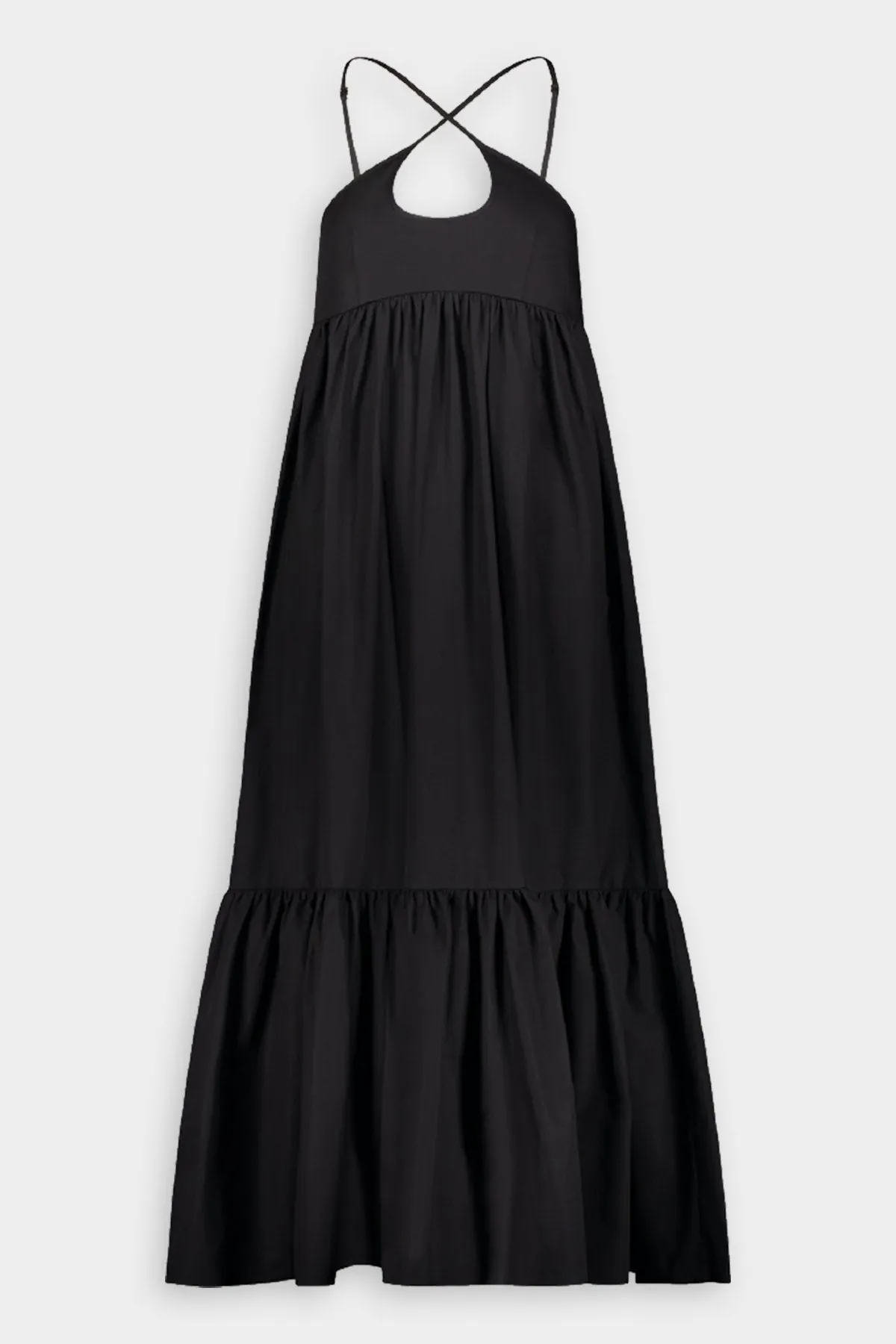 Cross Strap Cutout Midi Dress in Black