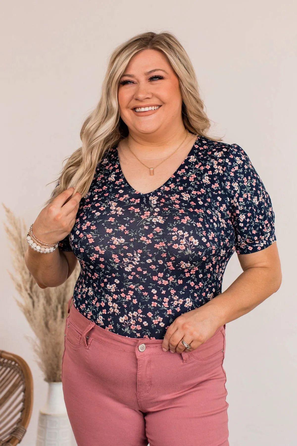 Dancing Queen Floral Bodysuit- Navy