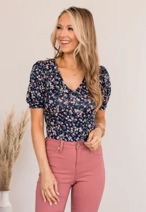 Dancing Queen Floral Bodysuit- Navy