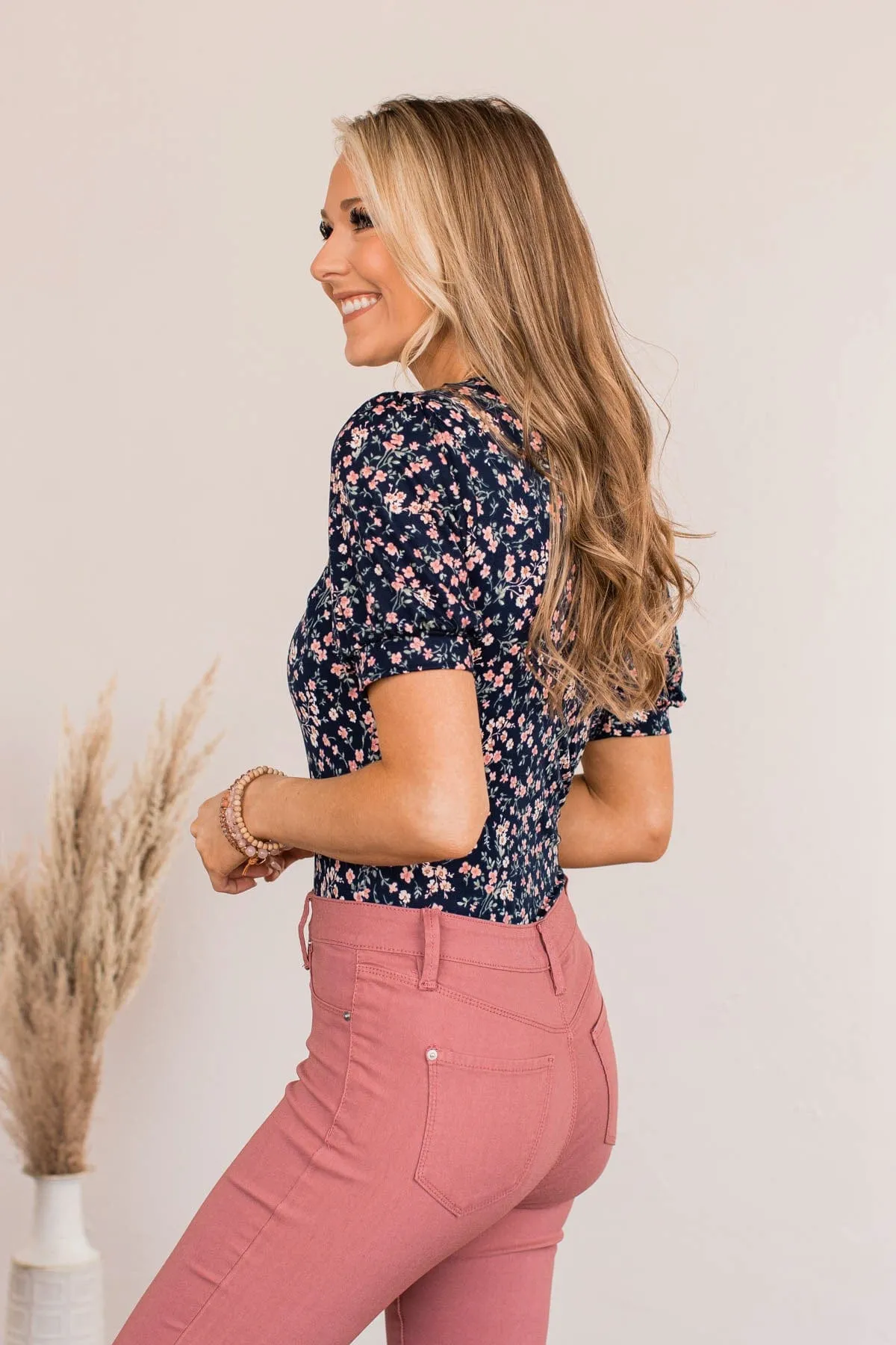Dancing Queen Floral Bodysuit- Navy
