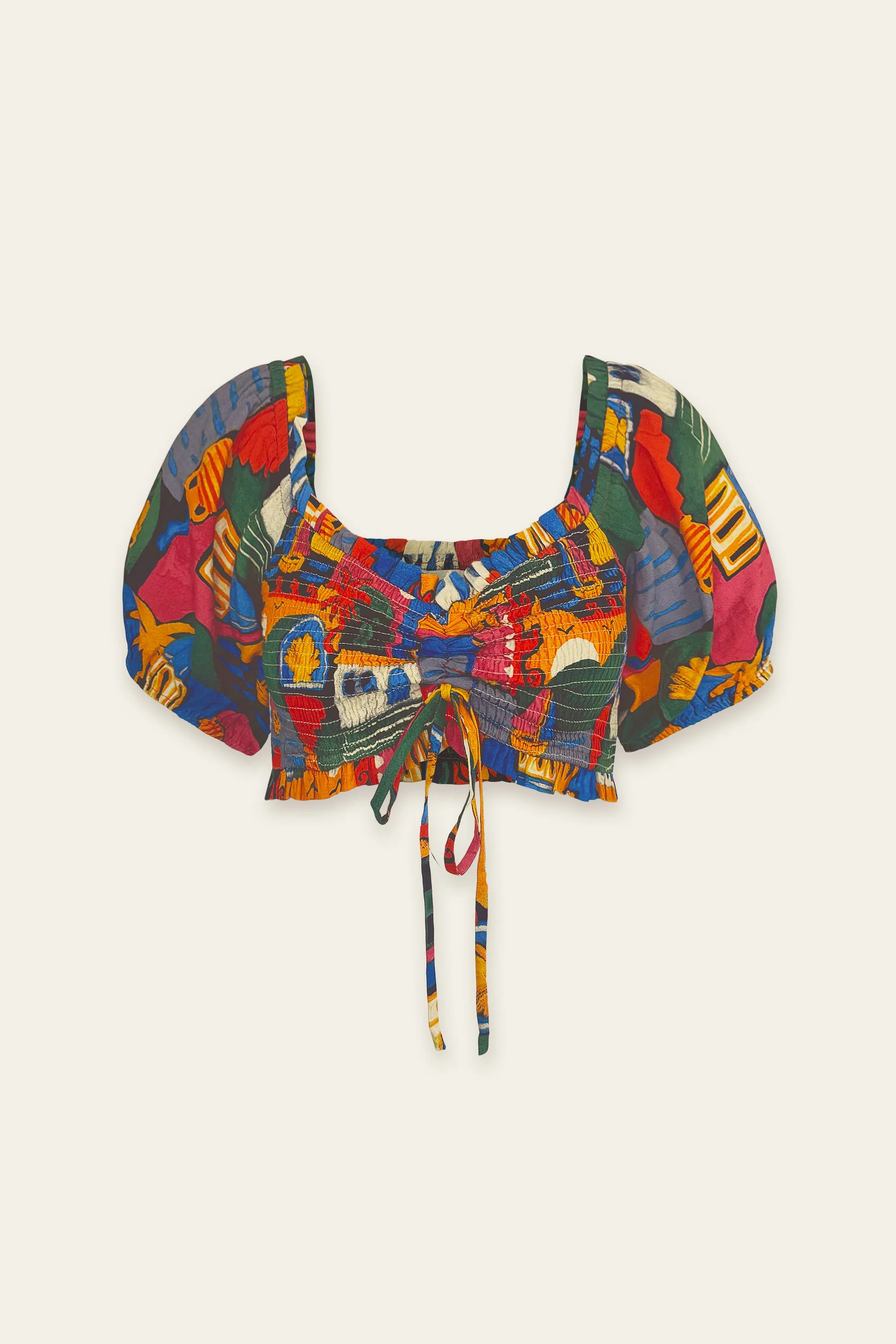 Deia Smocked And Ruched Crop Top