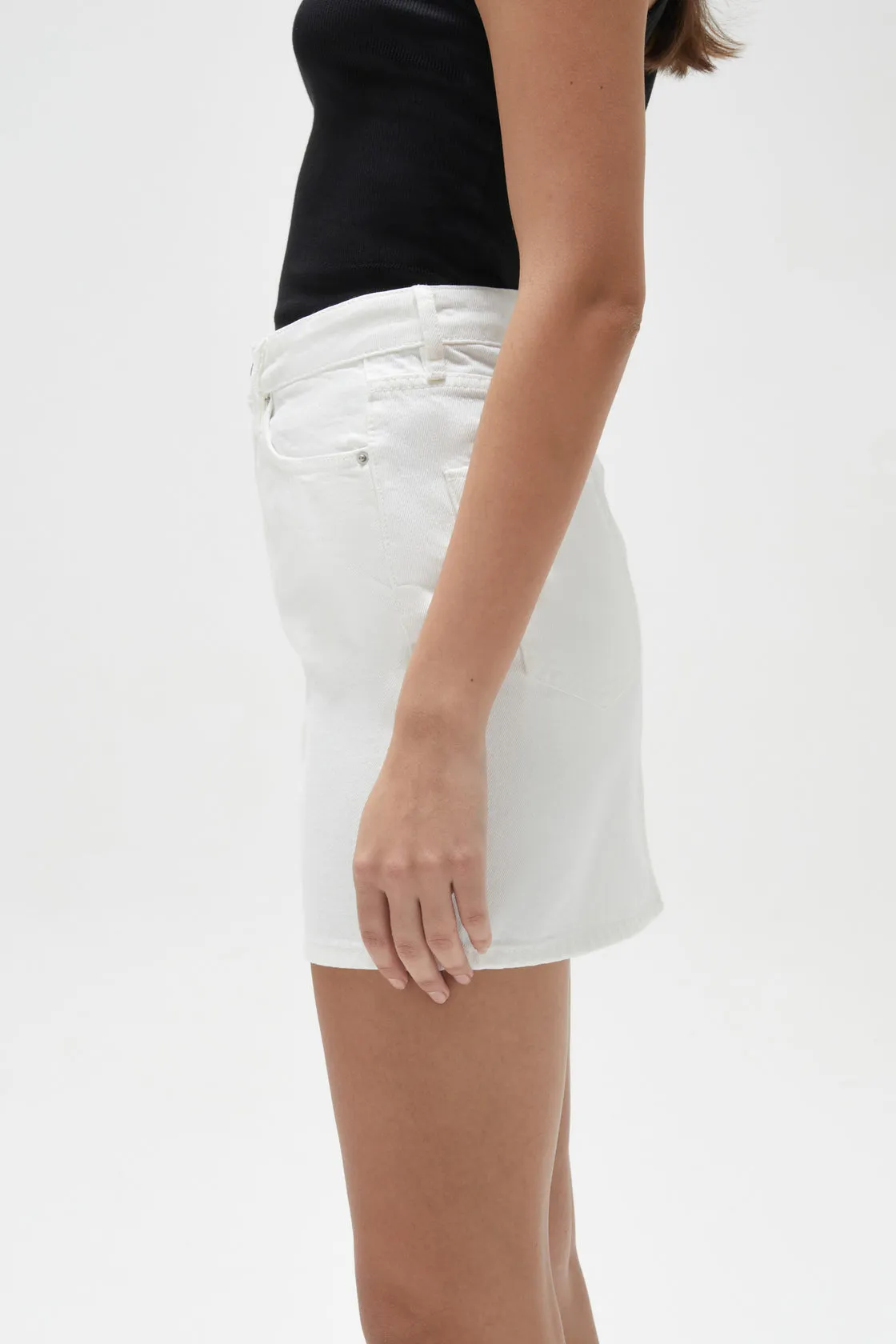 Denim Mini Skirt - Vintage White