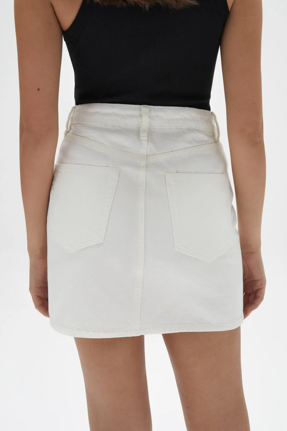 Denim Mini Skirt - Vintage White