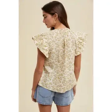 Dijon Floral Ruffle Sleeve Blouse
