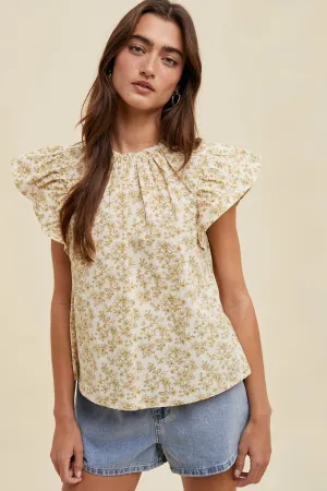 Dijon Floral Ruffle Sleeve Blouse