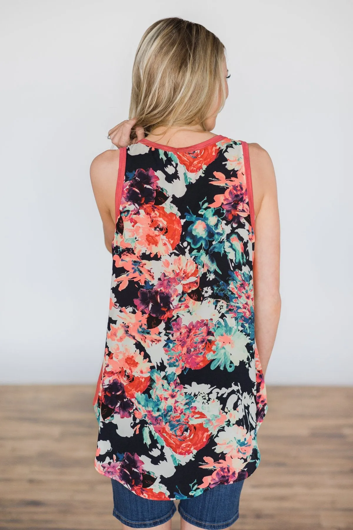 Don't Be Shy Floral Tank Top ~ Coral