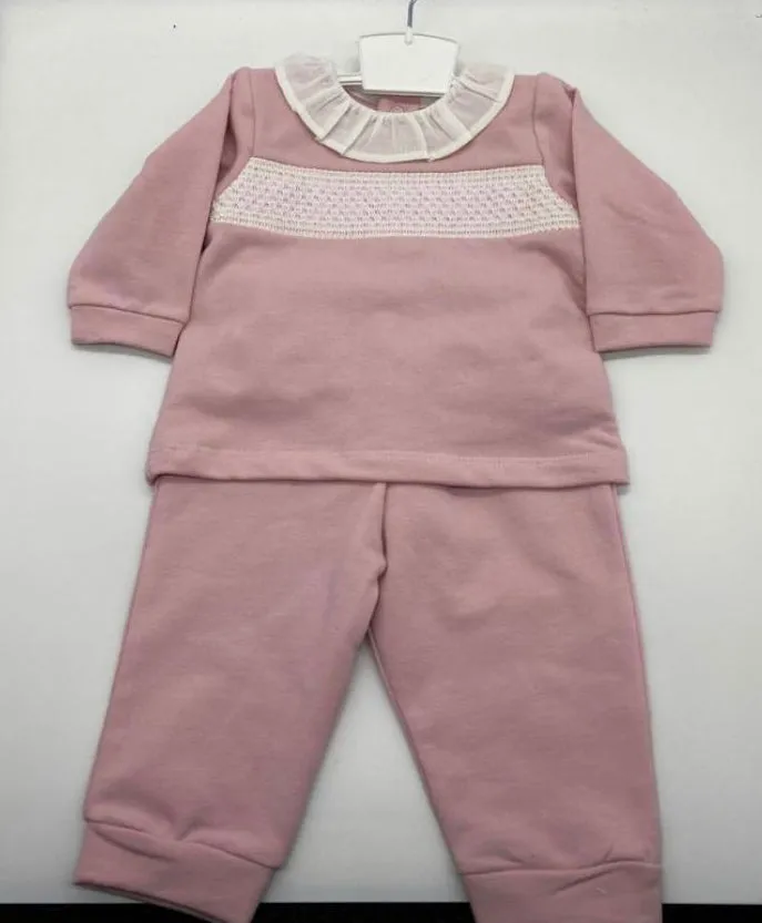 Dusky Pink Smocked Loungewear Set