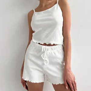 Easy Bliss Ribbed Tank Top & Drawstring Lounge Shorts Set