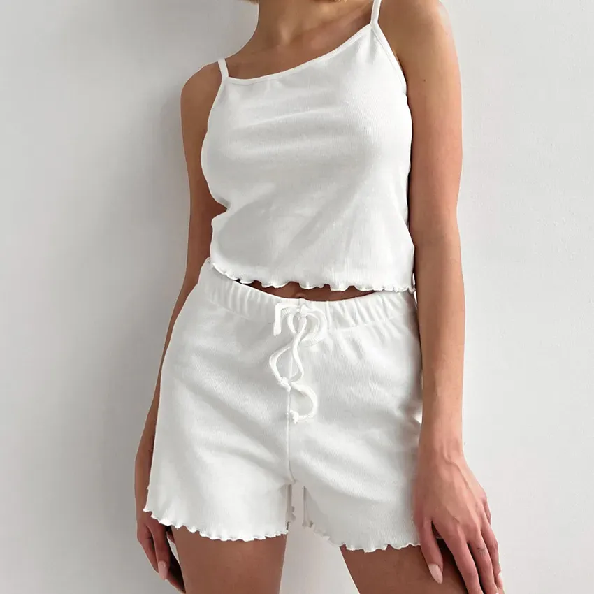 Easy Bliss Ribbed Tank Top & Drawstring Lounge Shorts Set