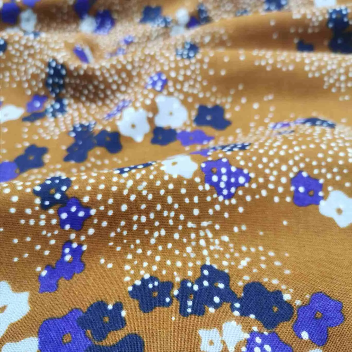 Echino Kokka Cotton Double Gauze, Floret, Chestnut - 2.5m piece